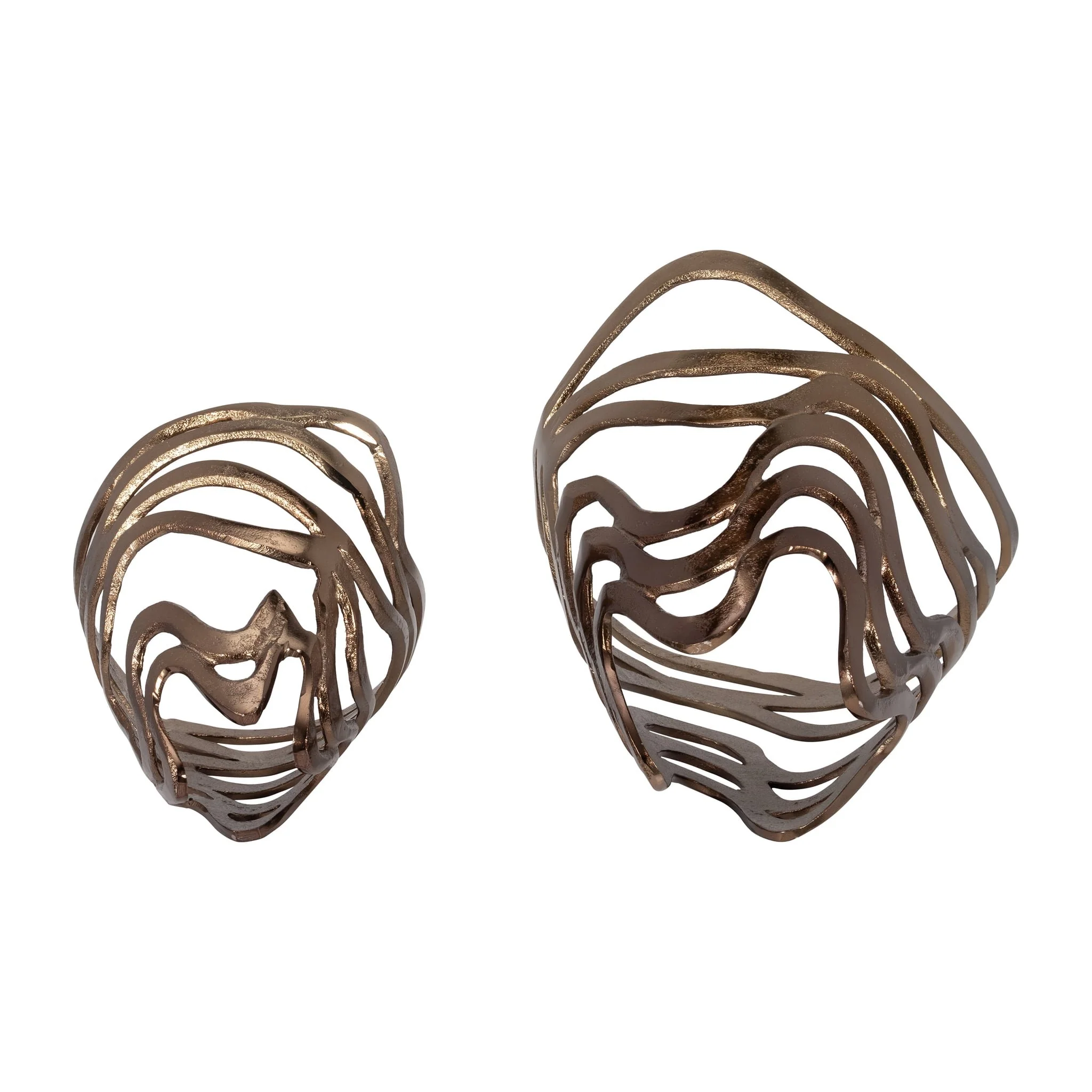 Metal S/2, 10/14" Abstract Tornato Vase, Champagne - Image 7