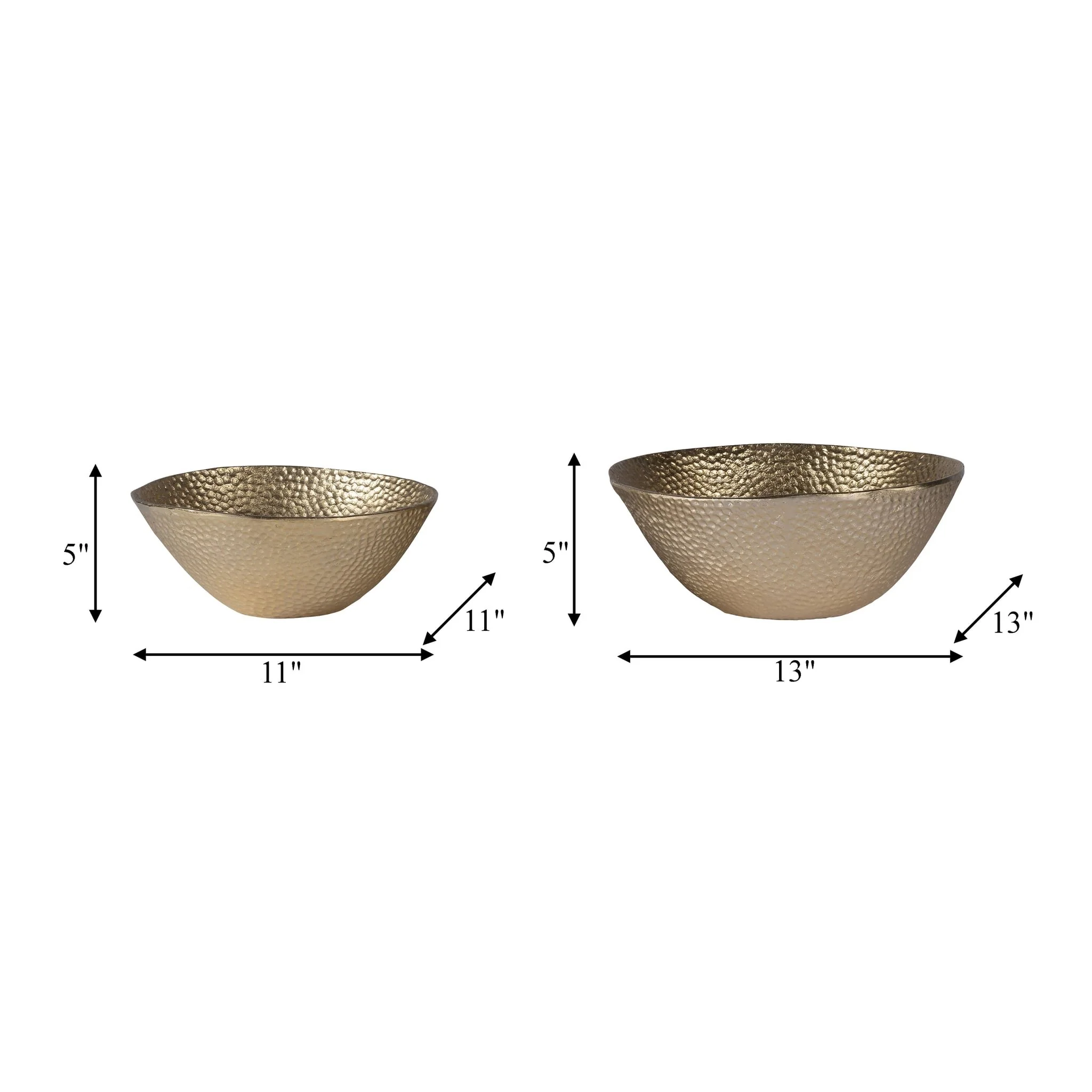 Metal,s/2 11/13", Round Hammered Bowls,champagne - Image 7