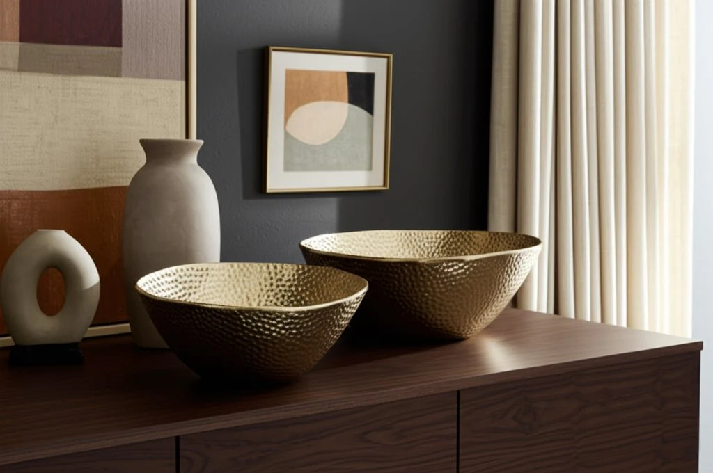 Metal,s/2 11/13", Round Hammered Bowls,champagne - Image 9