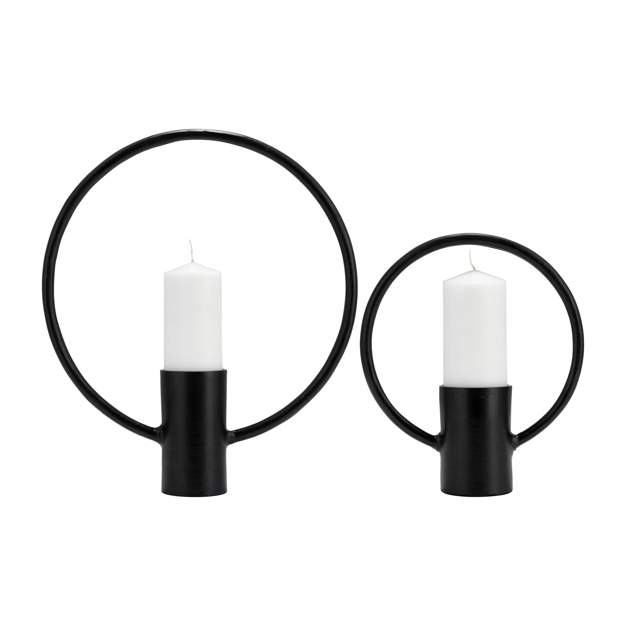 Metal, S/2, 13/19" Full Circle Tea Light Stand, Bk - Image 4