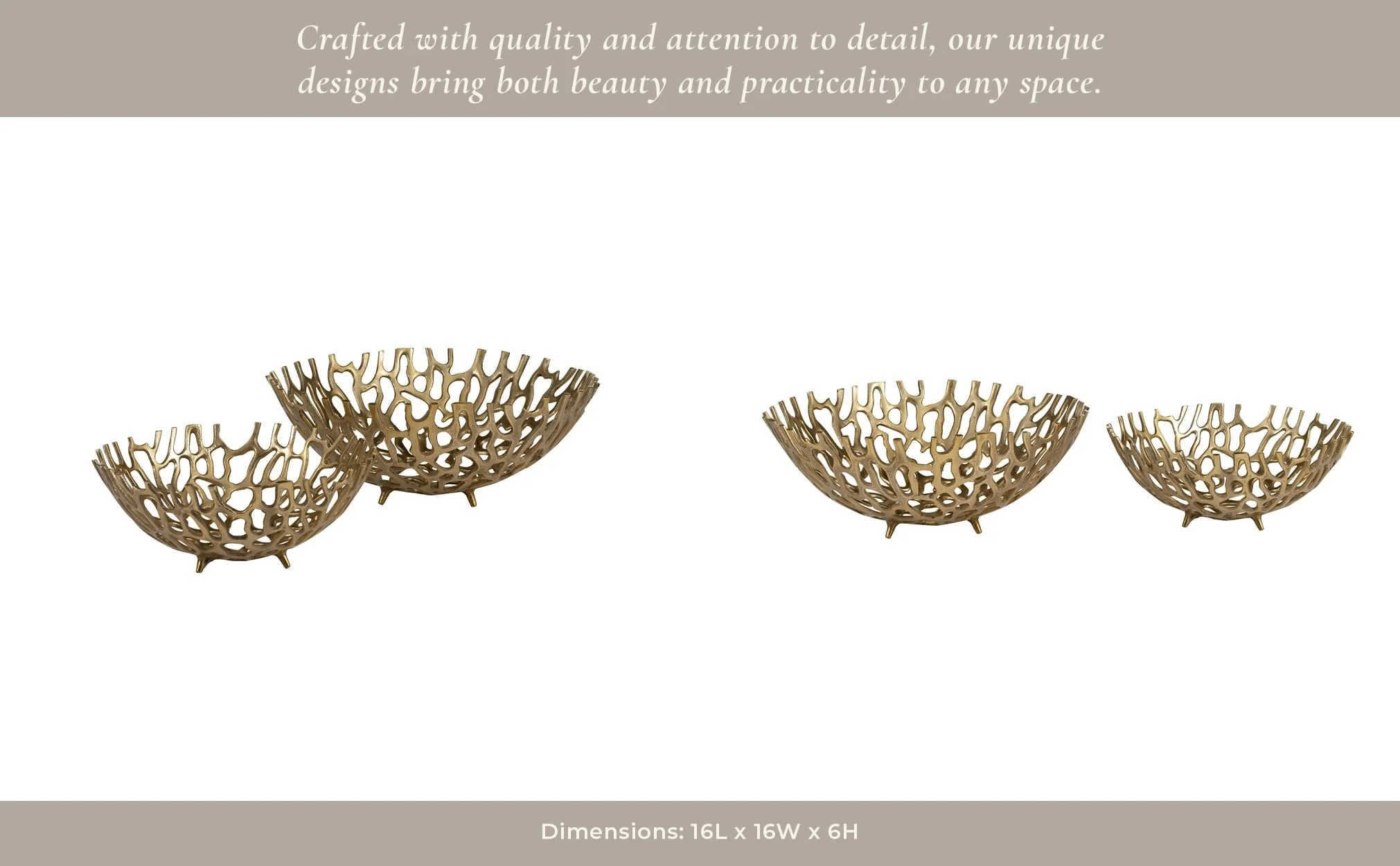 Metal, S/2 14/16" Cut-out Trays, Gold - Image 14