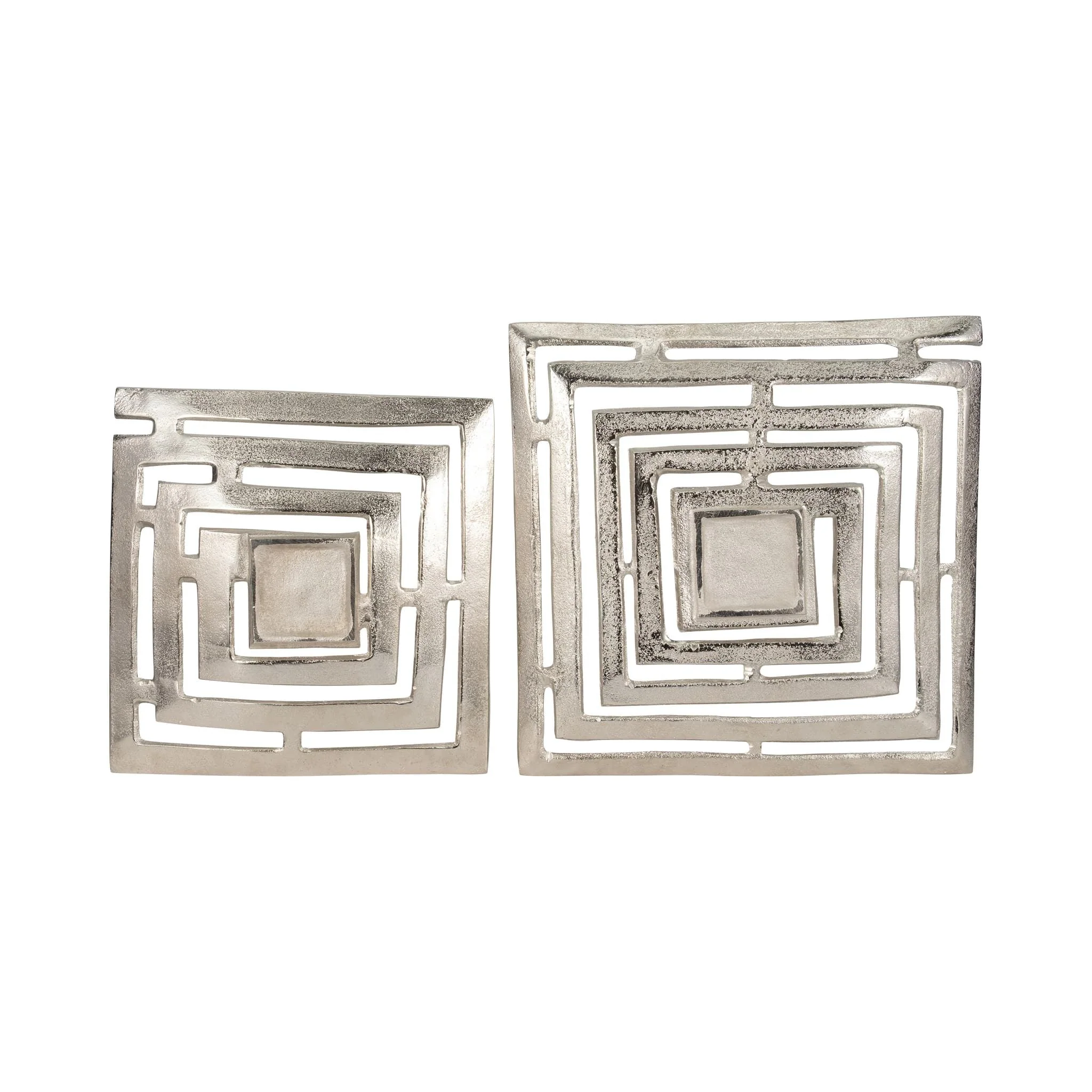 Metal, S/2 14/17" Cut-out Plates, Silver - Image 8