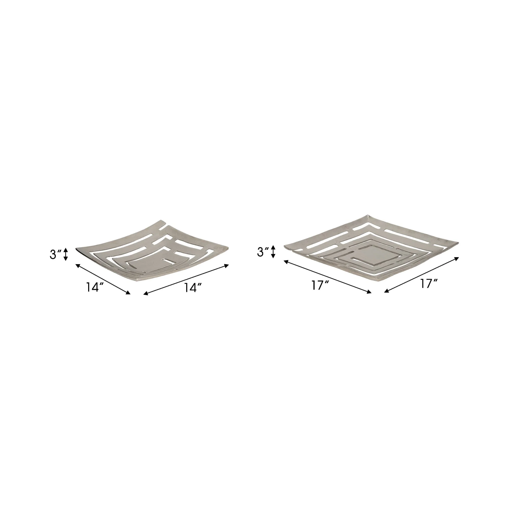 Metal, S/2 14/17" Cut-out Plates, Silver - Image 9