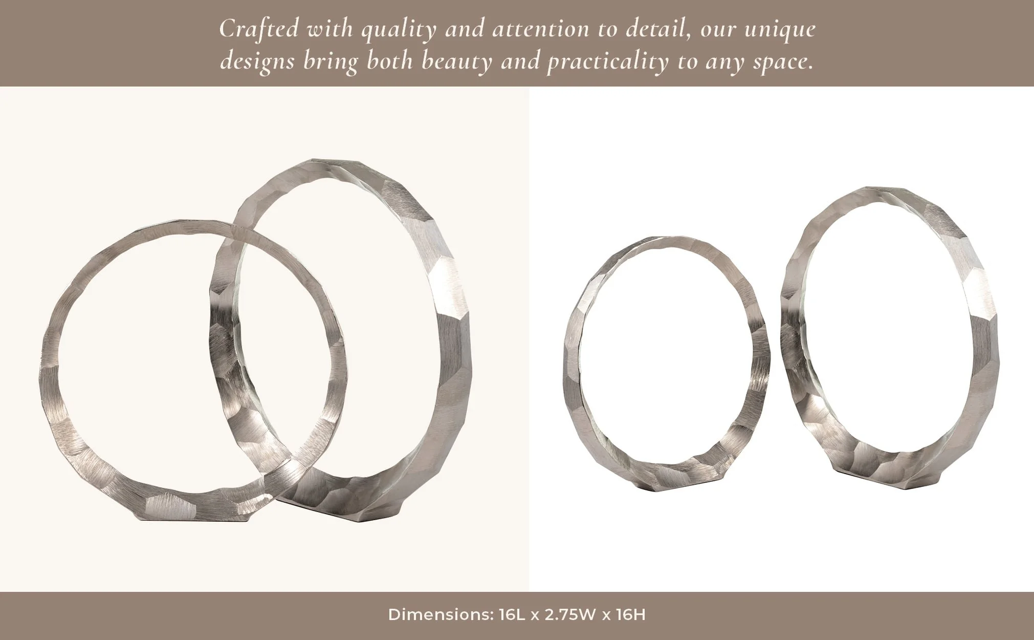Metal, S/2, 14/17" Hammered Decorative Rings, Slvr - Image 13