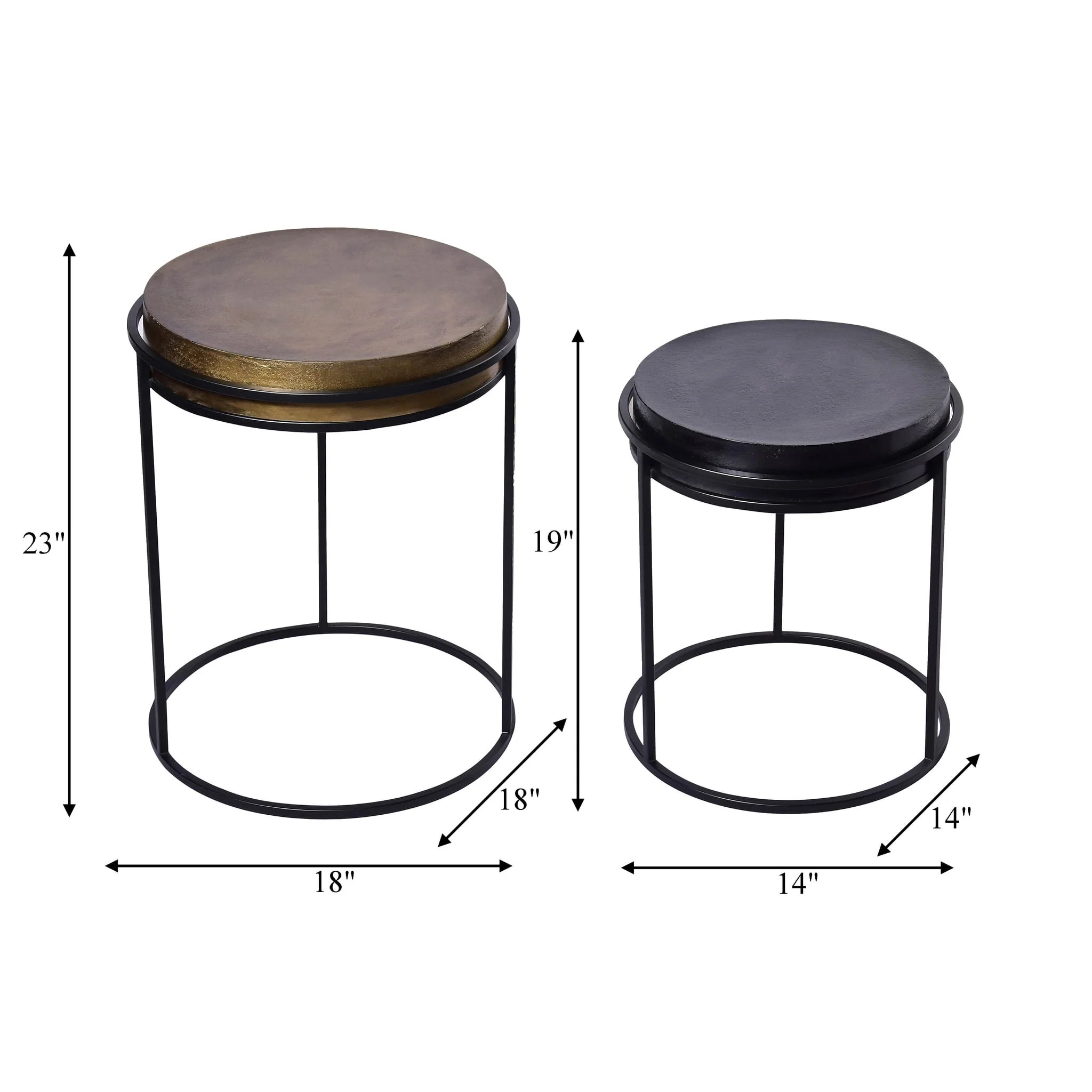 Metal, S/2 16x18"/19x23" Nested Round Side Tables, - Image 2