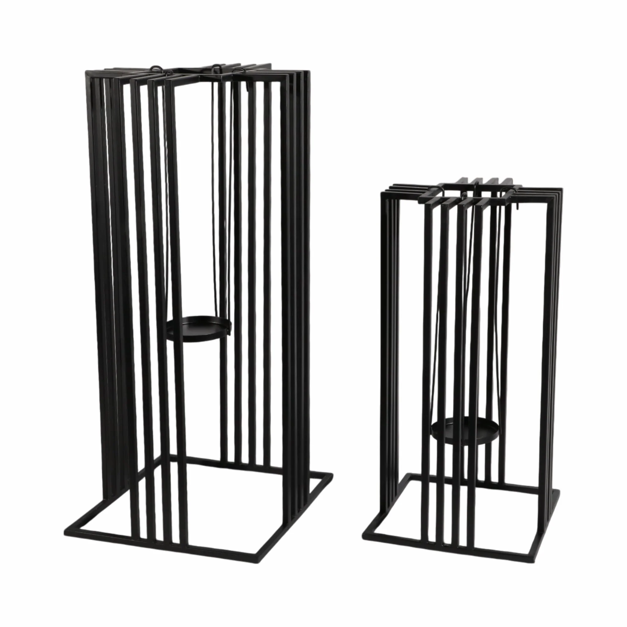Metal, S/2 20/26"h Open Lanterns, Black - Image 3
