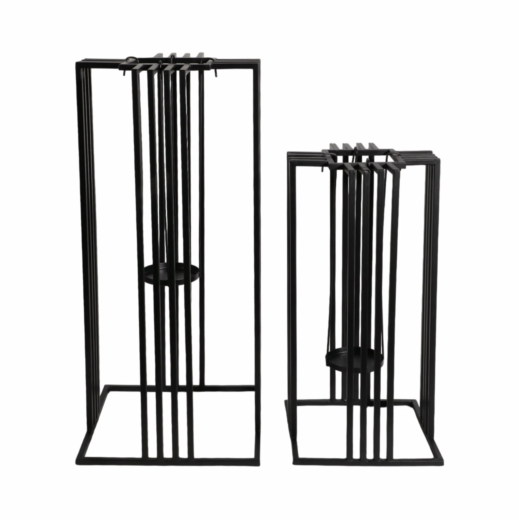 Metal, S/2 20/26"h Open Lanterns, Black - Image 4