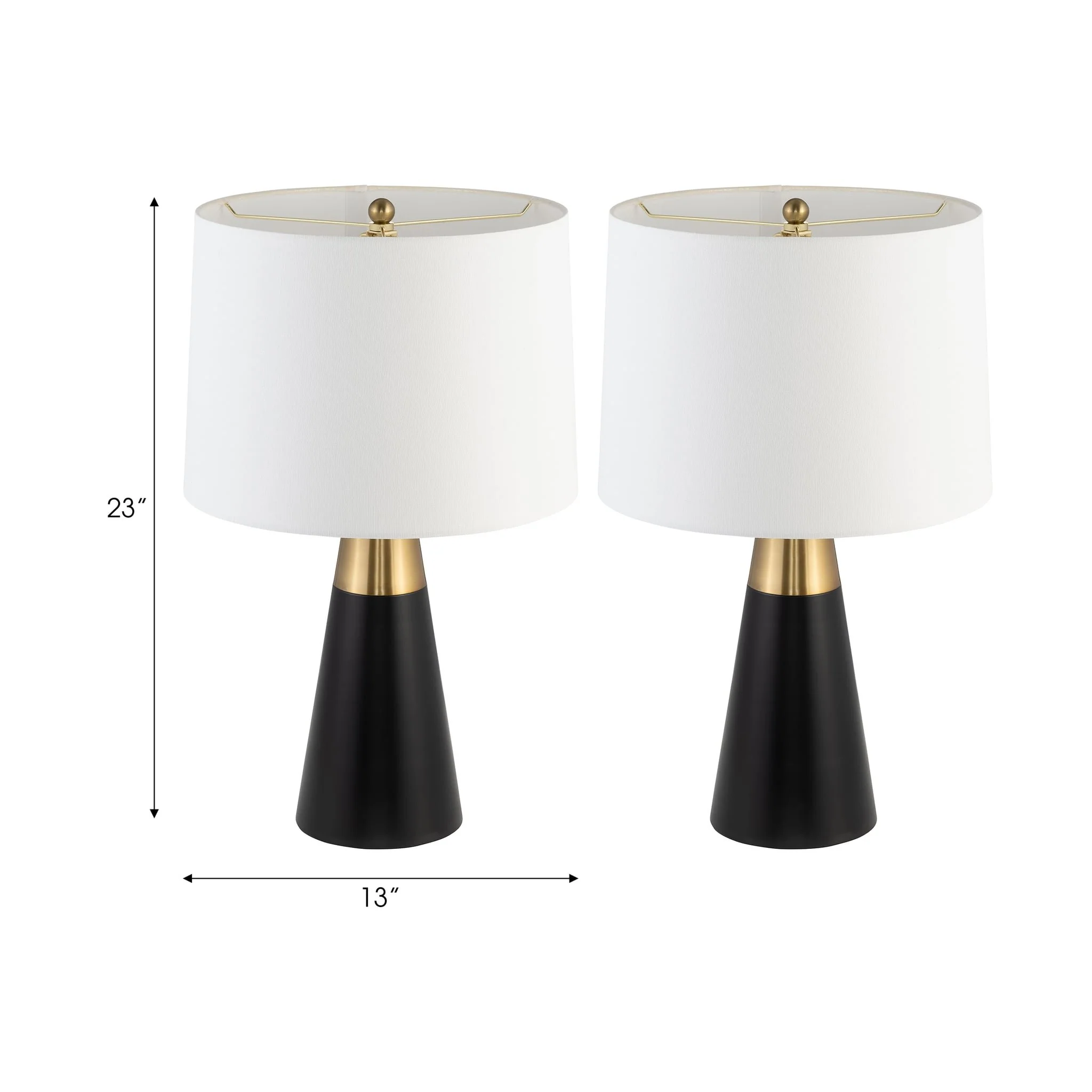 Metal,s/2,23"h,2tone Cone Tbl Lamps,blk/gld - Image 6