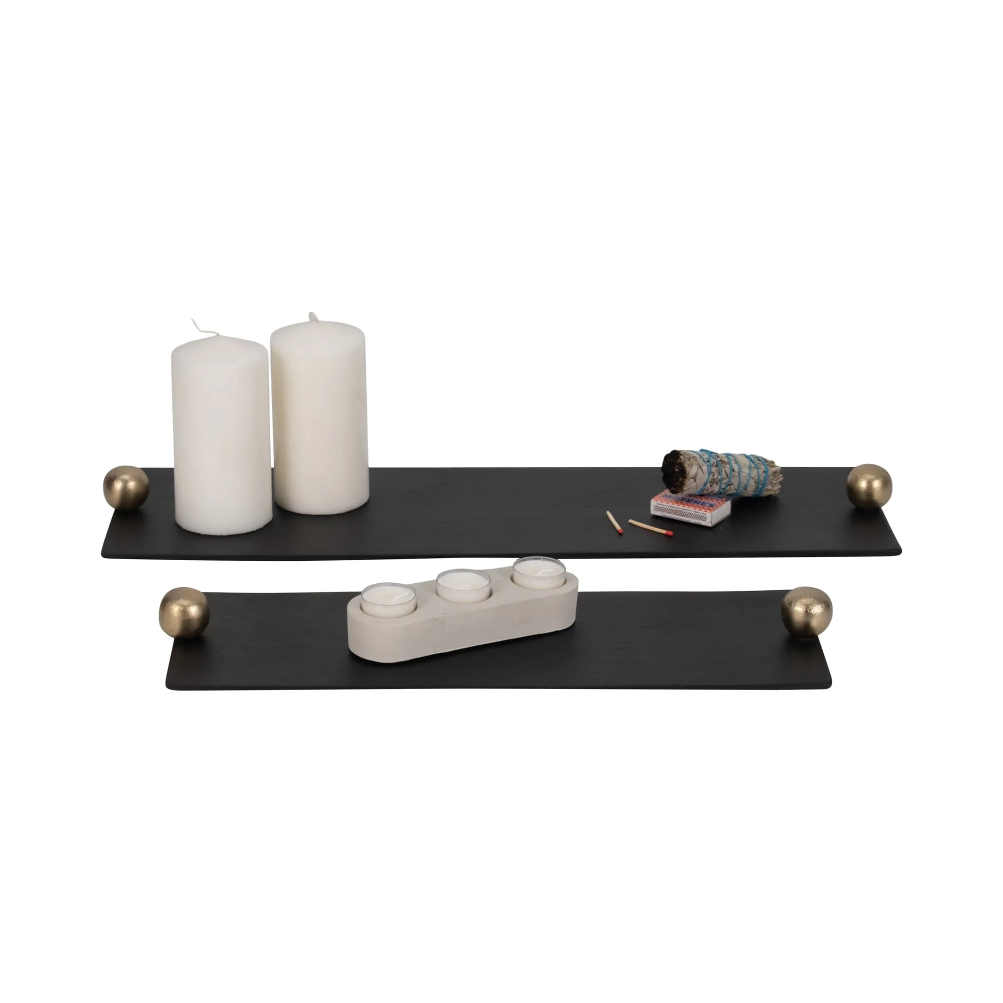 Metal,s/2 24/18",flat Tray With Gld Knob Handles,b - Image 2