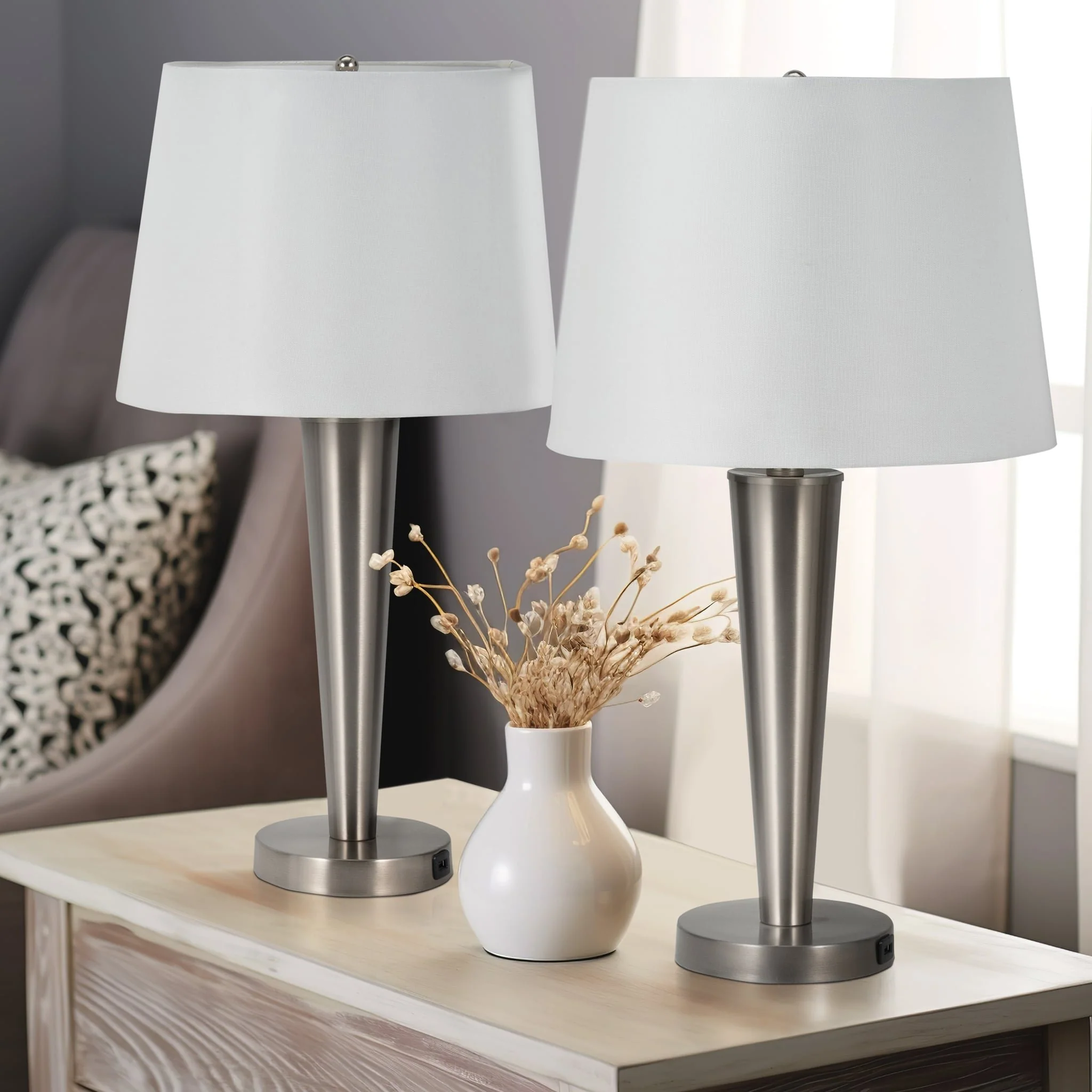 Metal,s/2,25"h,slim Cone Table Lamps,nickel - Image 10