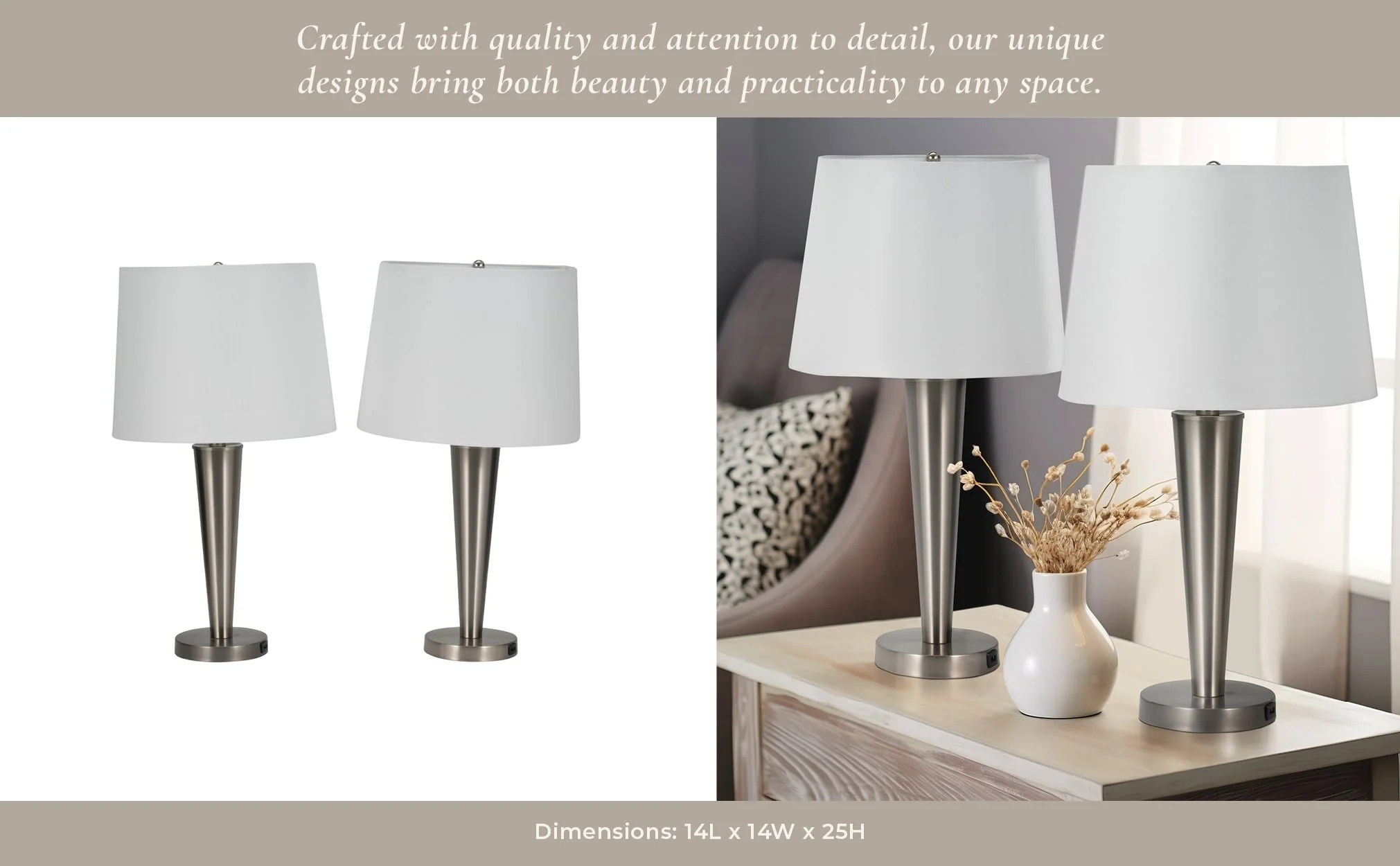 Metal,s/2,25"h,slim Cone Table Lamps,nickel - Image 12