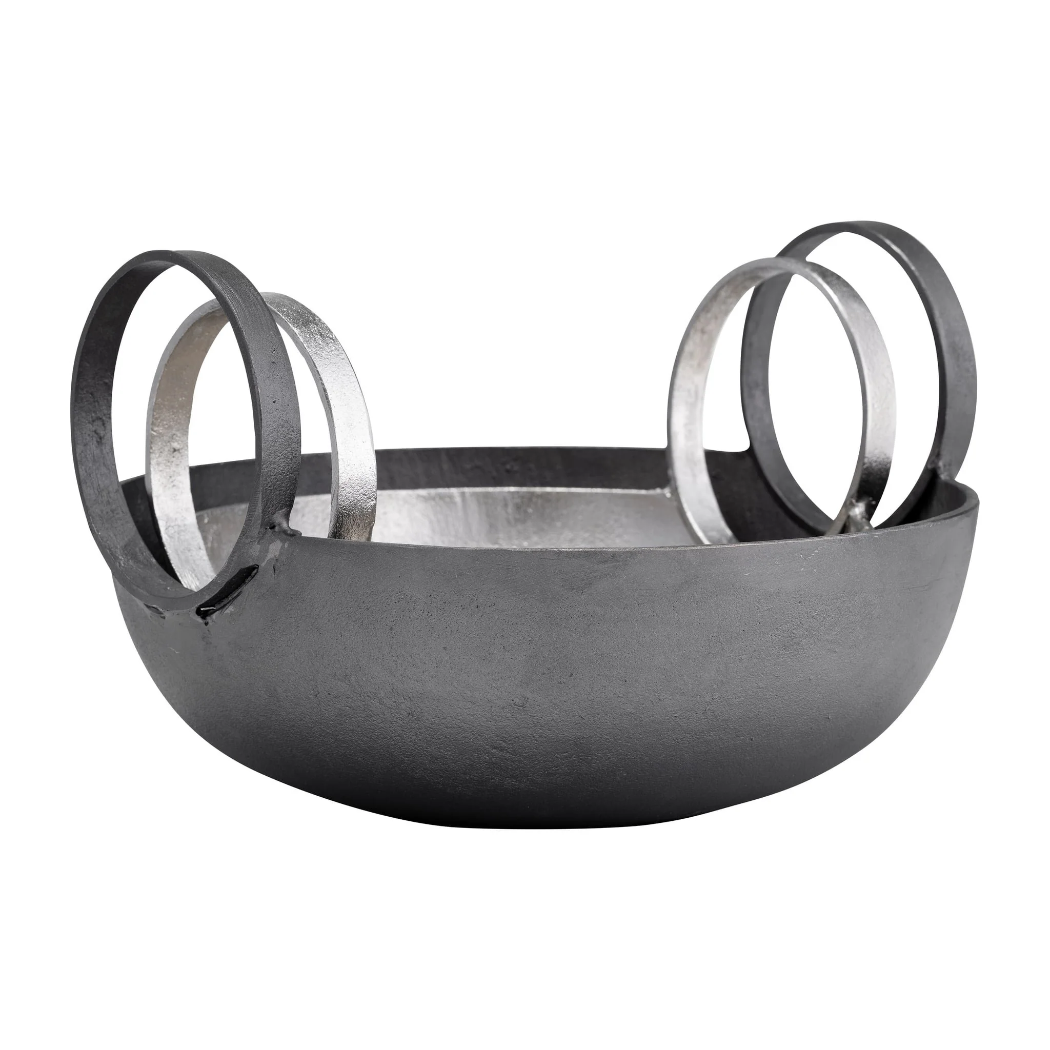 Metal, S/2, 7/8" Bowl With Handles, Slvr/gunmetal - Image 3