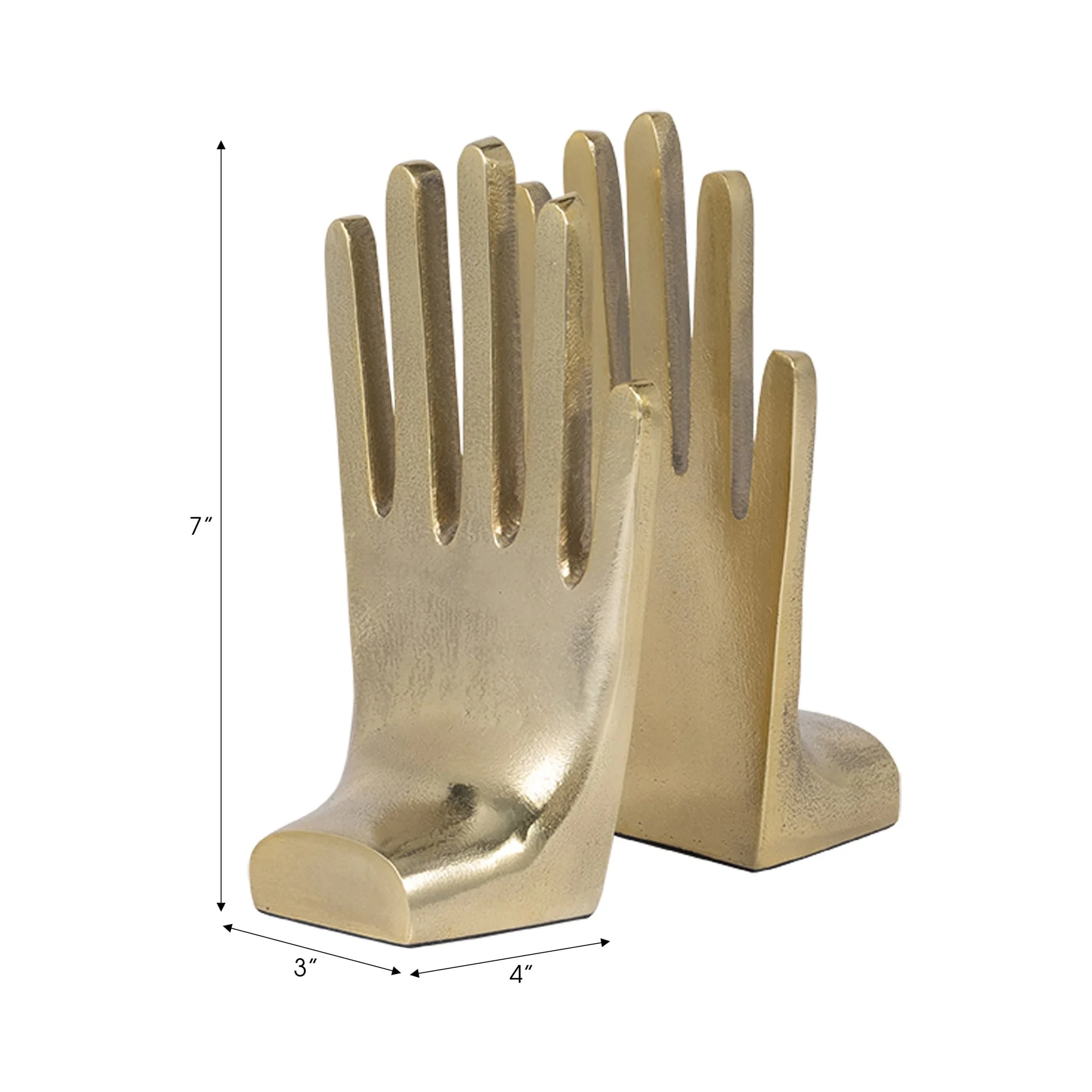 Metal, S/2 7" Hands Bookends, Gold - Image 7