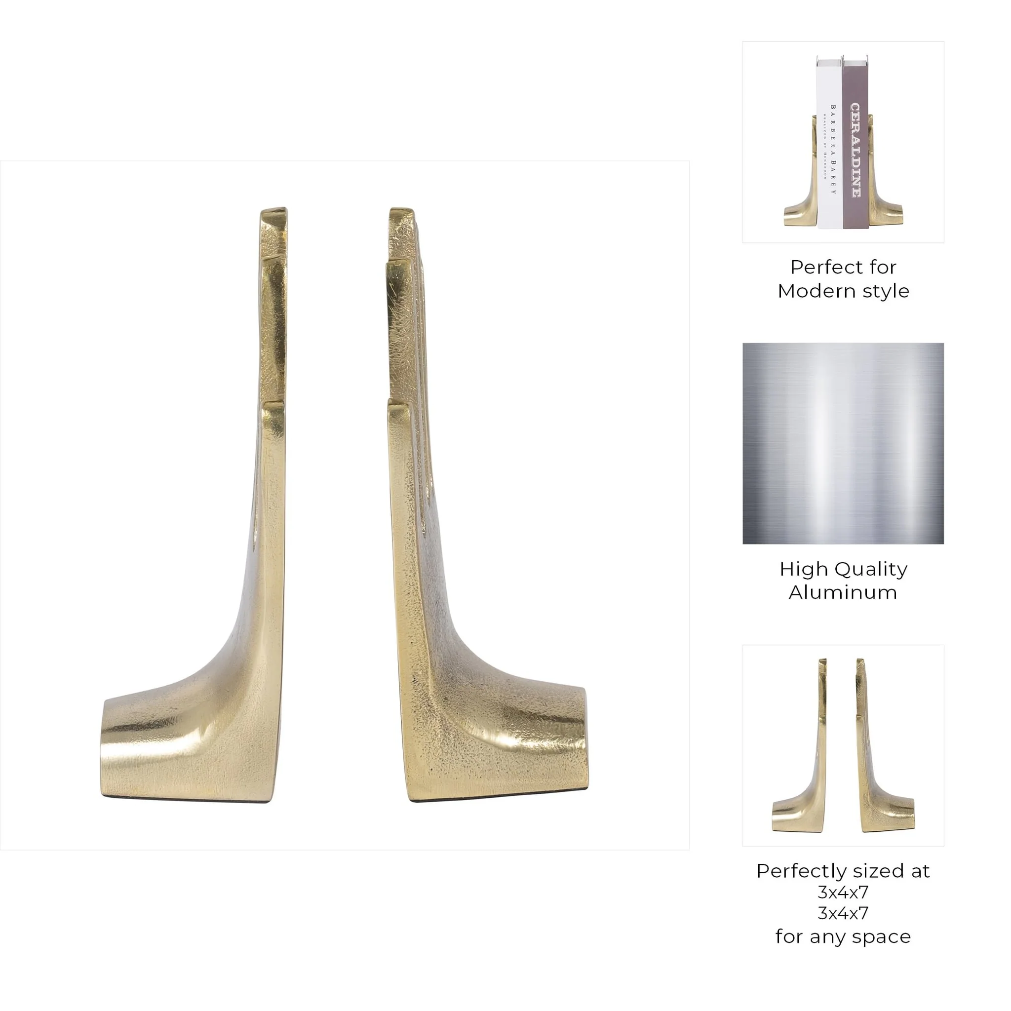 Metal, S/2 7" Hands Bookends, Gold - Image 8
