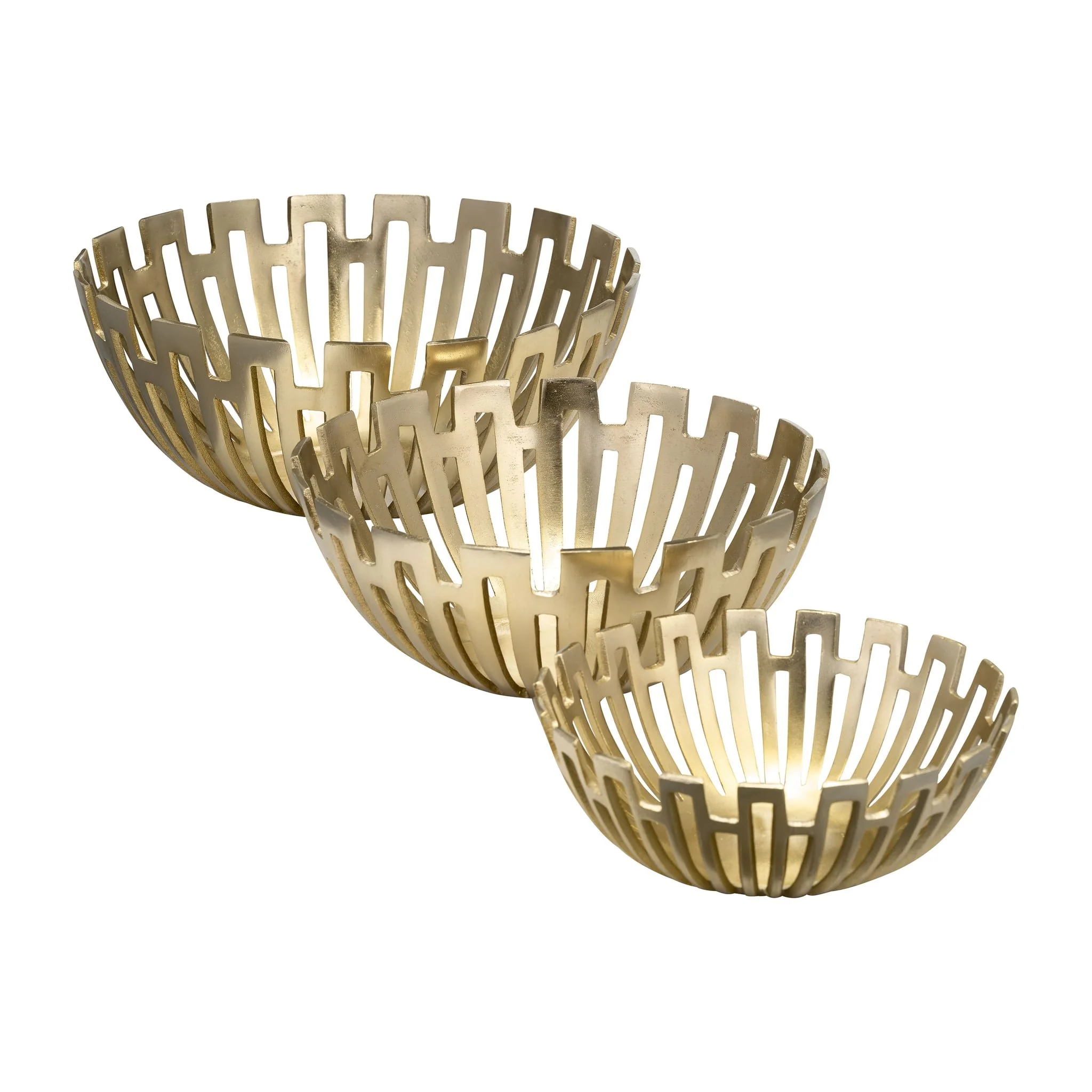Metal, S/3 11/14/16" Geometric Bowls, Gold - Image 2