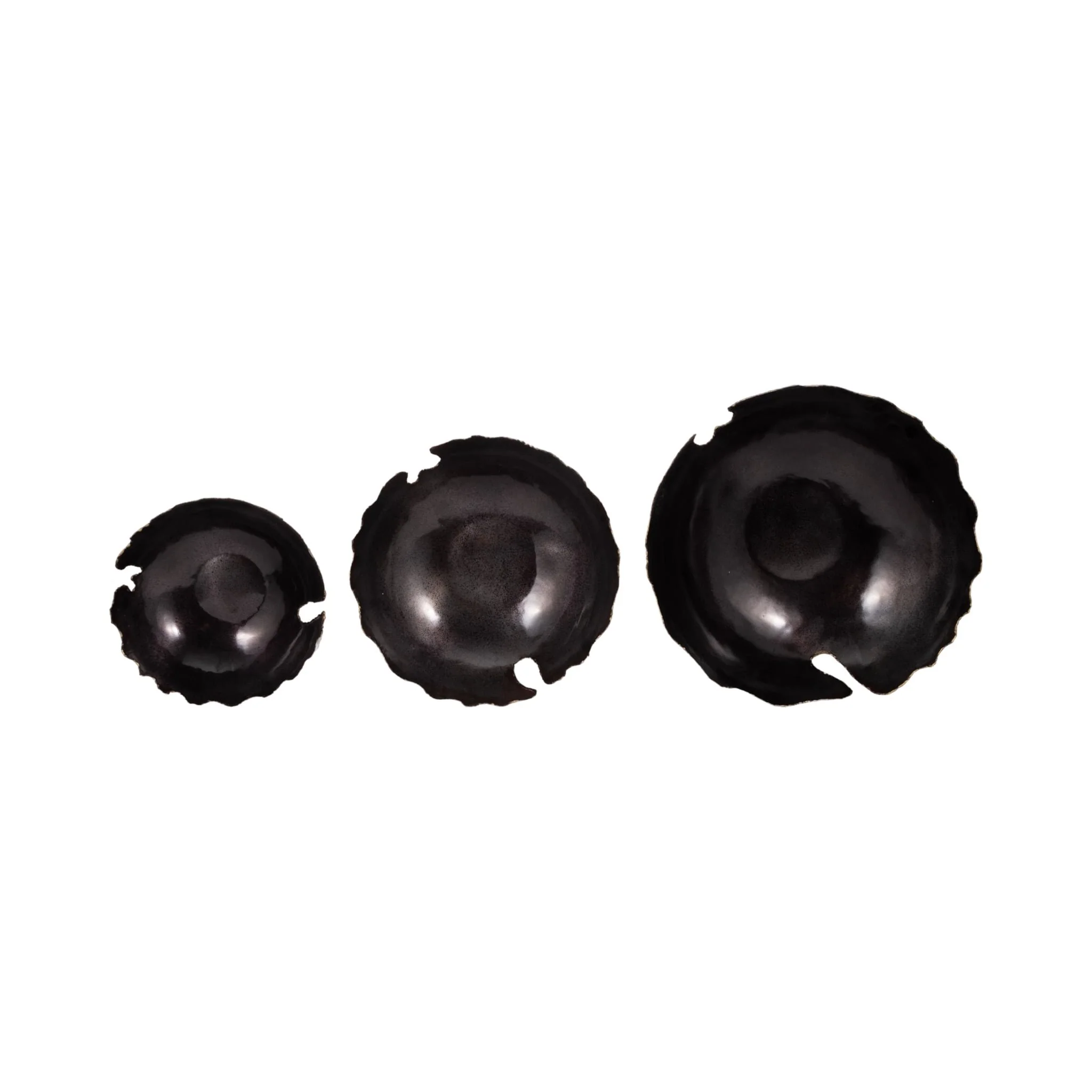 Metal S/3 12/15/18" Chipped Bowls, Black - Image 7