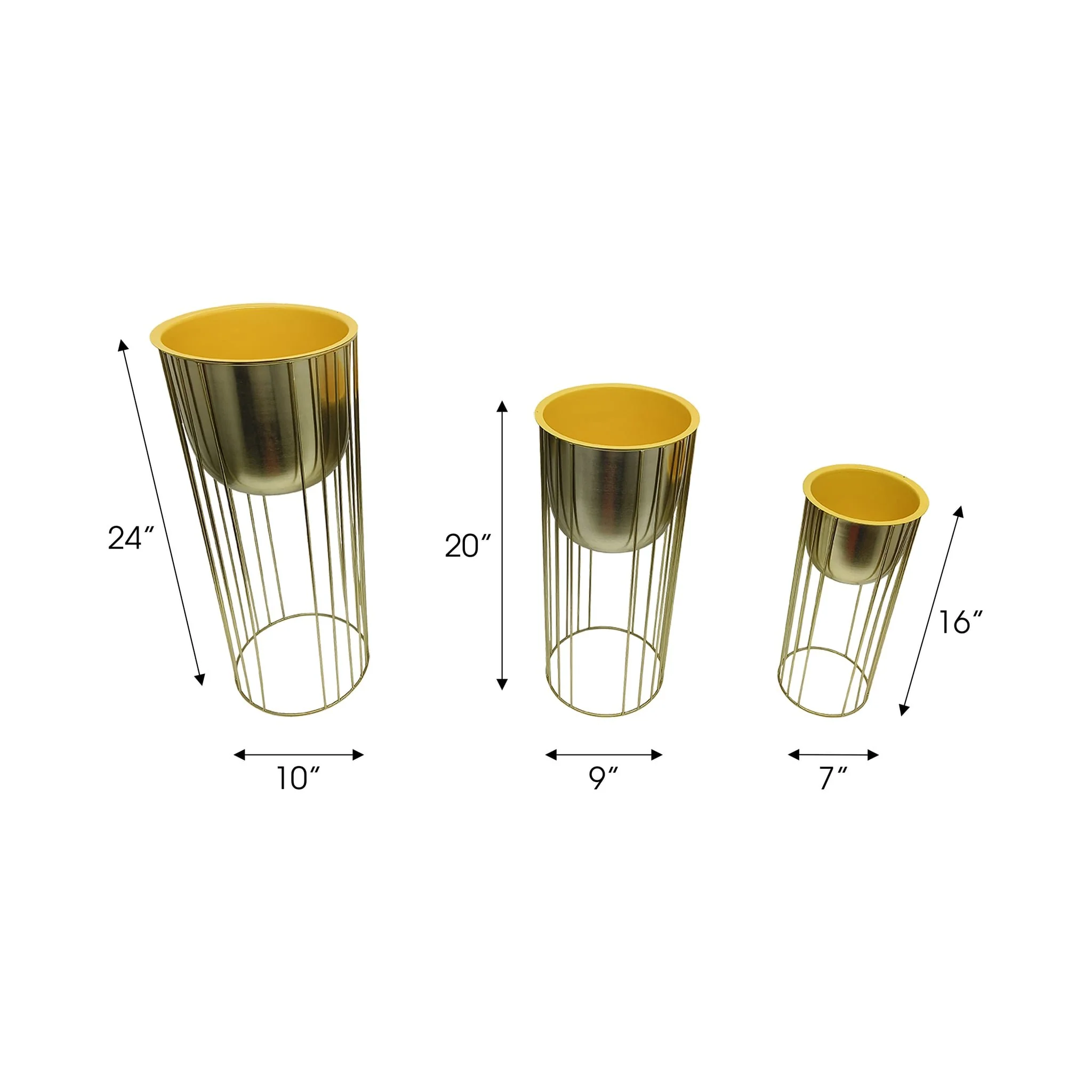 Metal, S/3 16/20/24" Raised Planters, Gold - Image 6