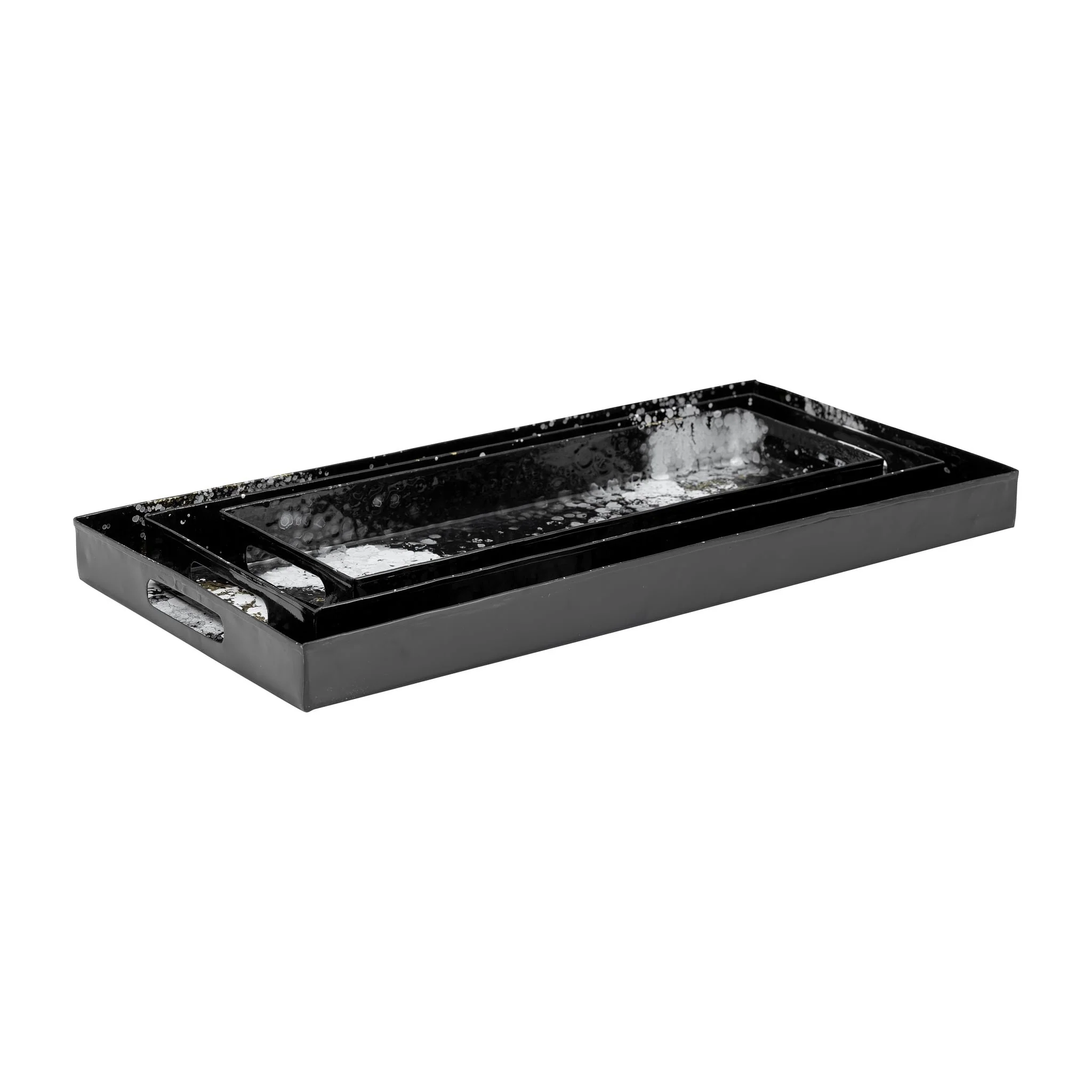 Metal, S/3 18/22/25" Rectangular Trays, Black/whit - Image 2