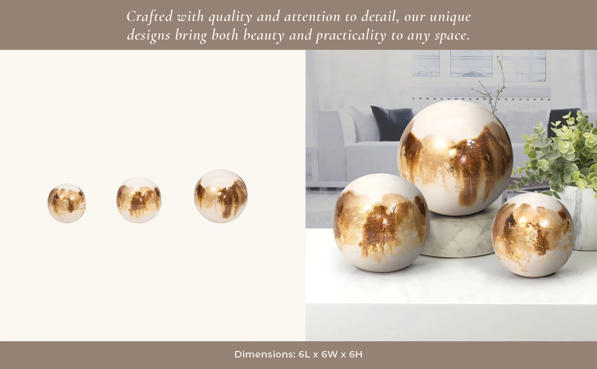 Metal, S/3 4/5/6" Galaxy Orbs, Pearl/gold - Image 10