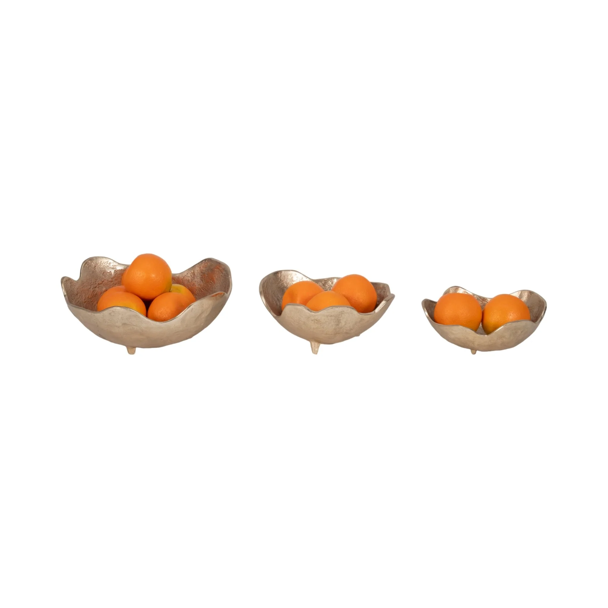 Metal, S/3 8/10/12" Organic Bowls, Gold - Image 2