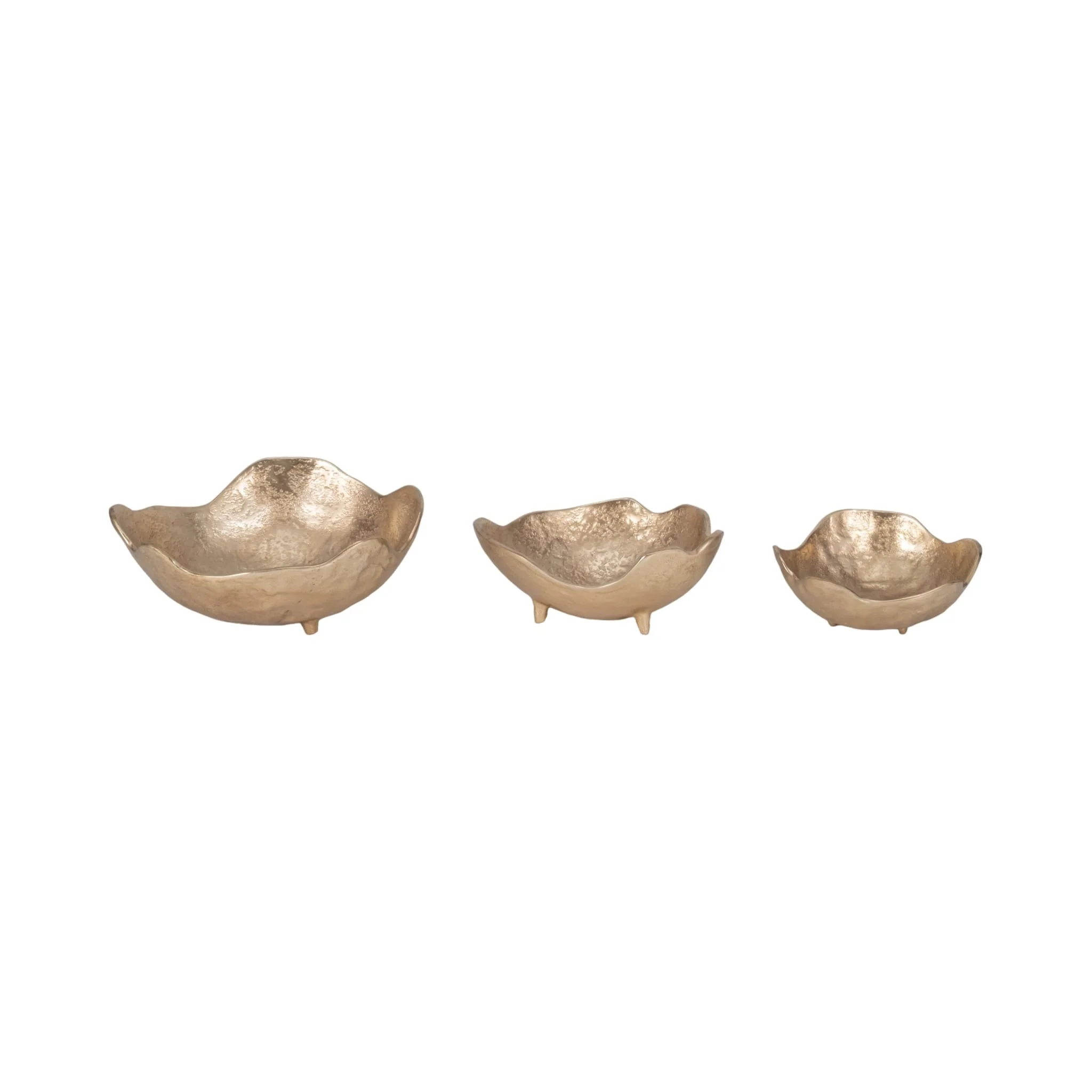 Metal, S/3 8/10/12" Organic Bowls, Gold - Image 3