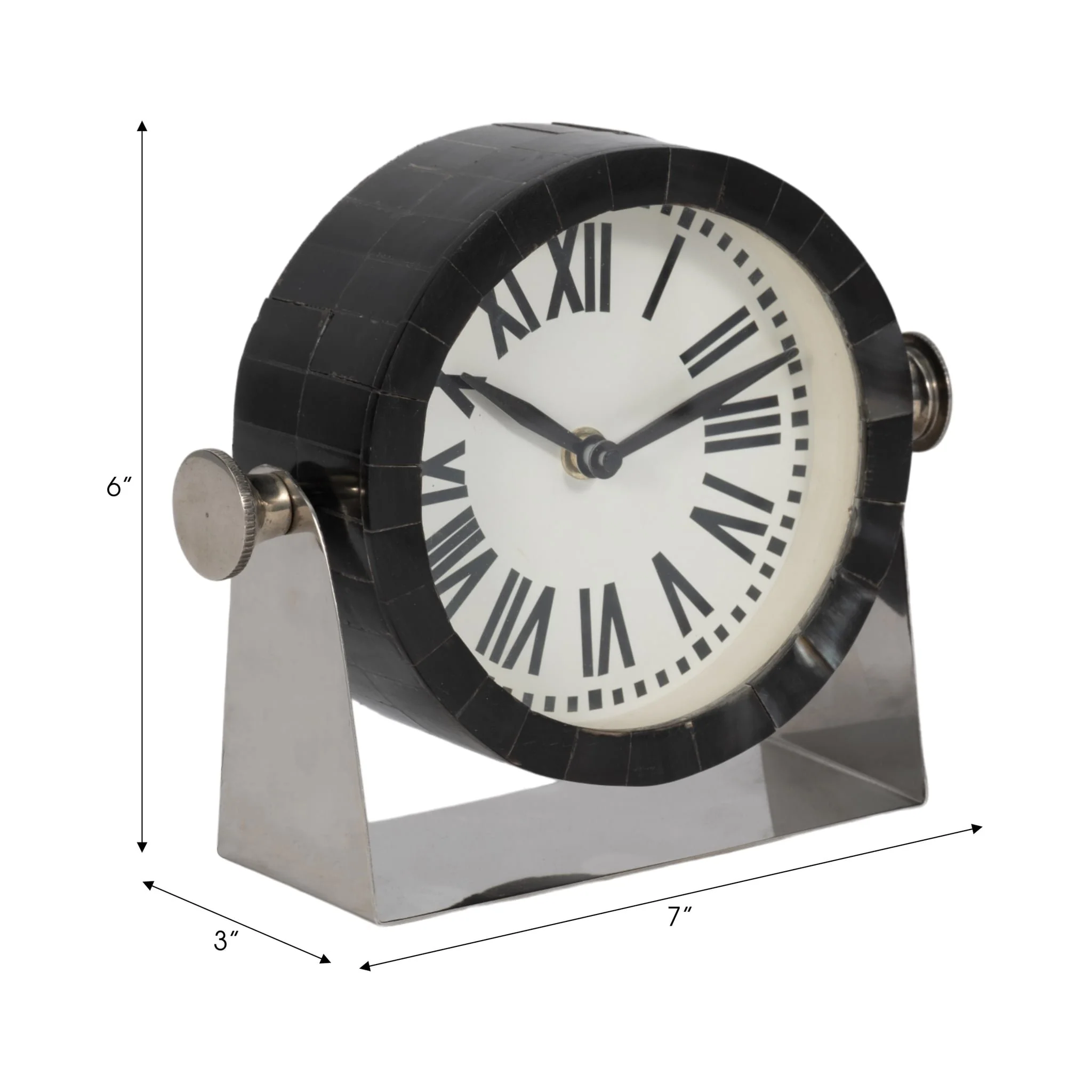 Metal Table Clock 6'' Nickel Black - Image 8
