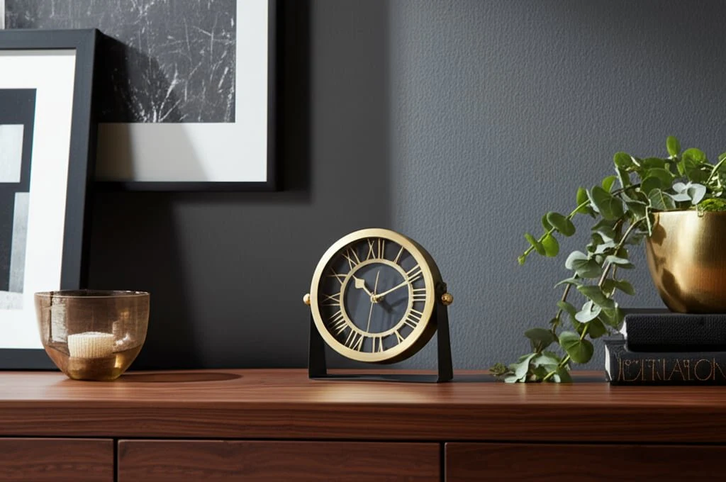 Metal Table Clock 7'' Gold Black - Image 11