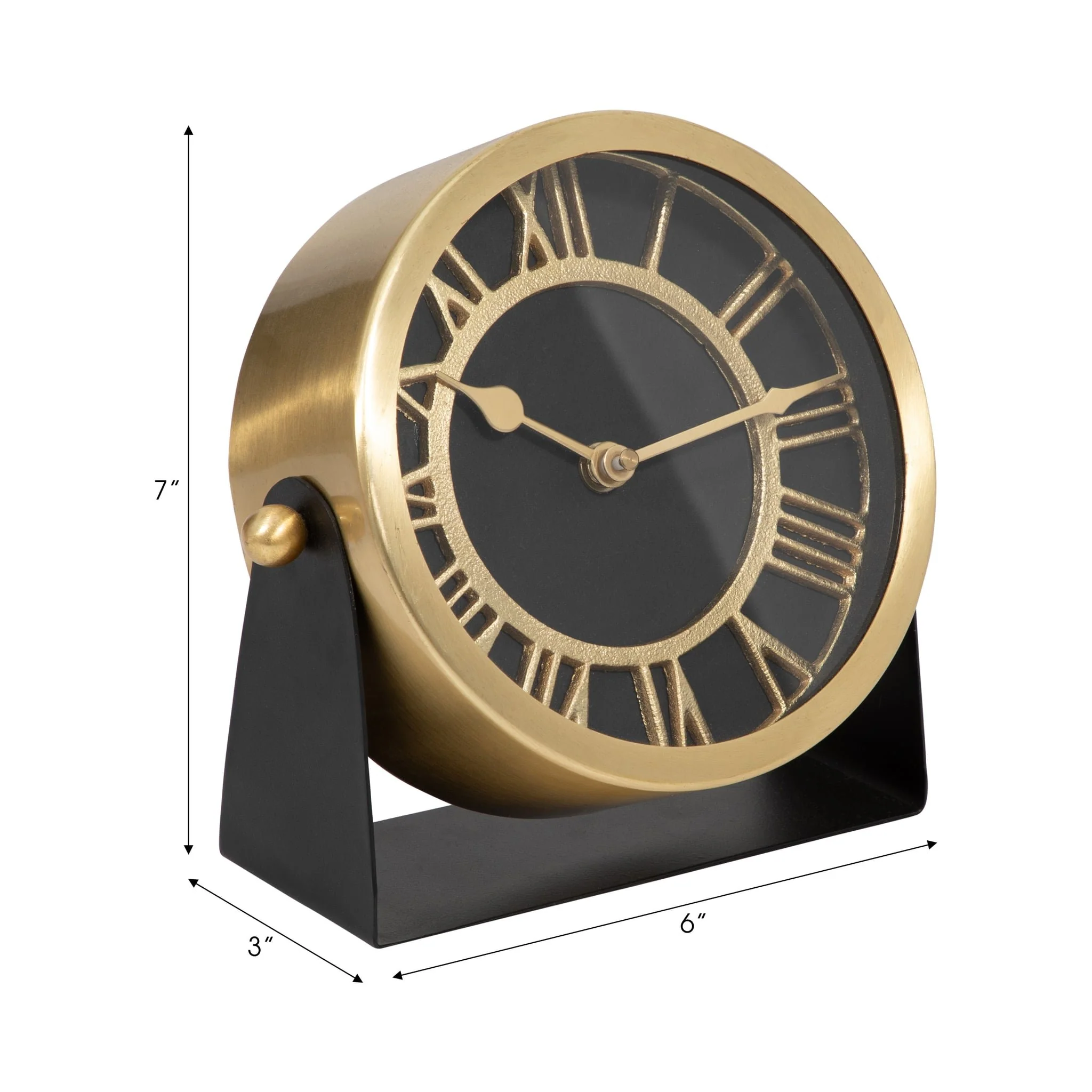 Metal Table Clock 7'' Gold Black - Image 9