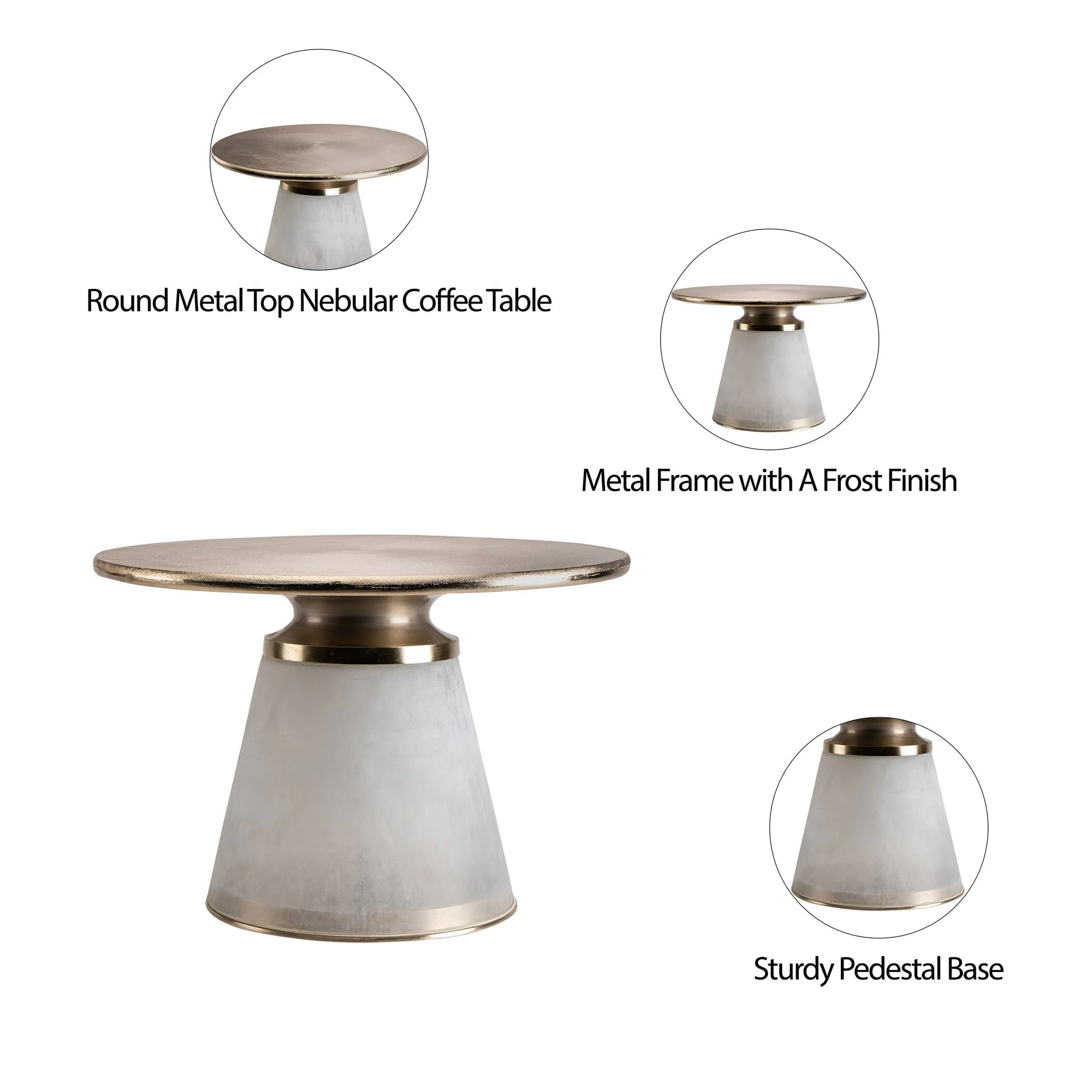 Metal Top, 17"h Nebular Coffee Table, Frost 2boxes - Image 4