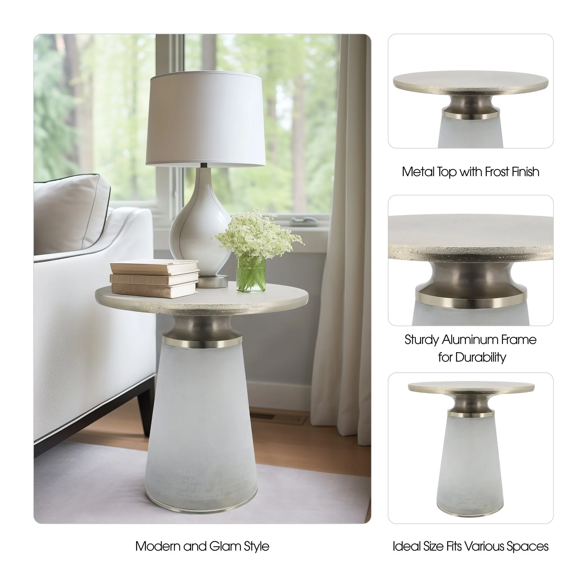 Metal Top, 18"h Nebular Side Table, Frost - Image 7