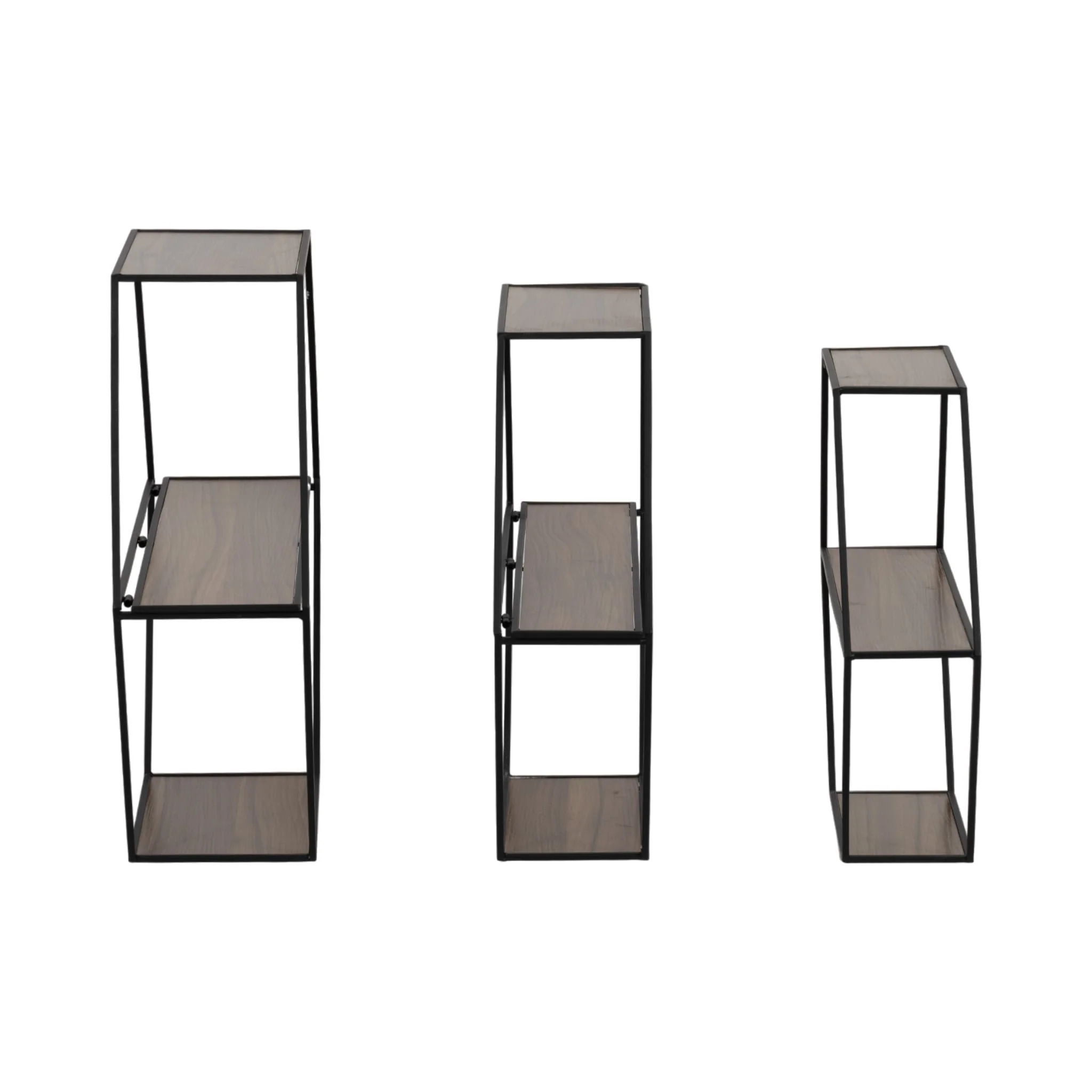 Metal/wd, S/3 21/24/26" Hex Folding Wall Shelf,blk - Image 3