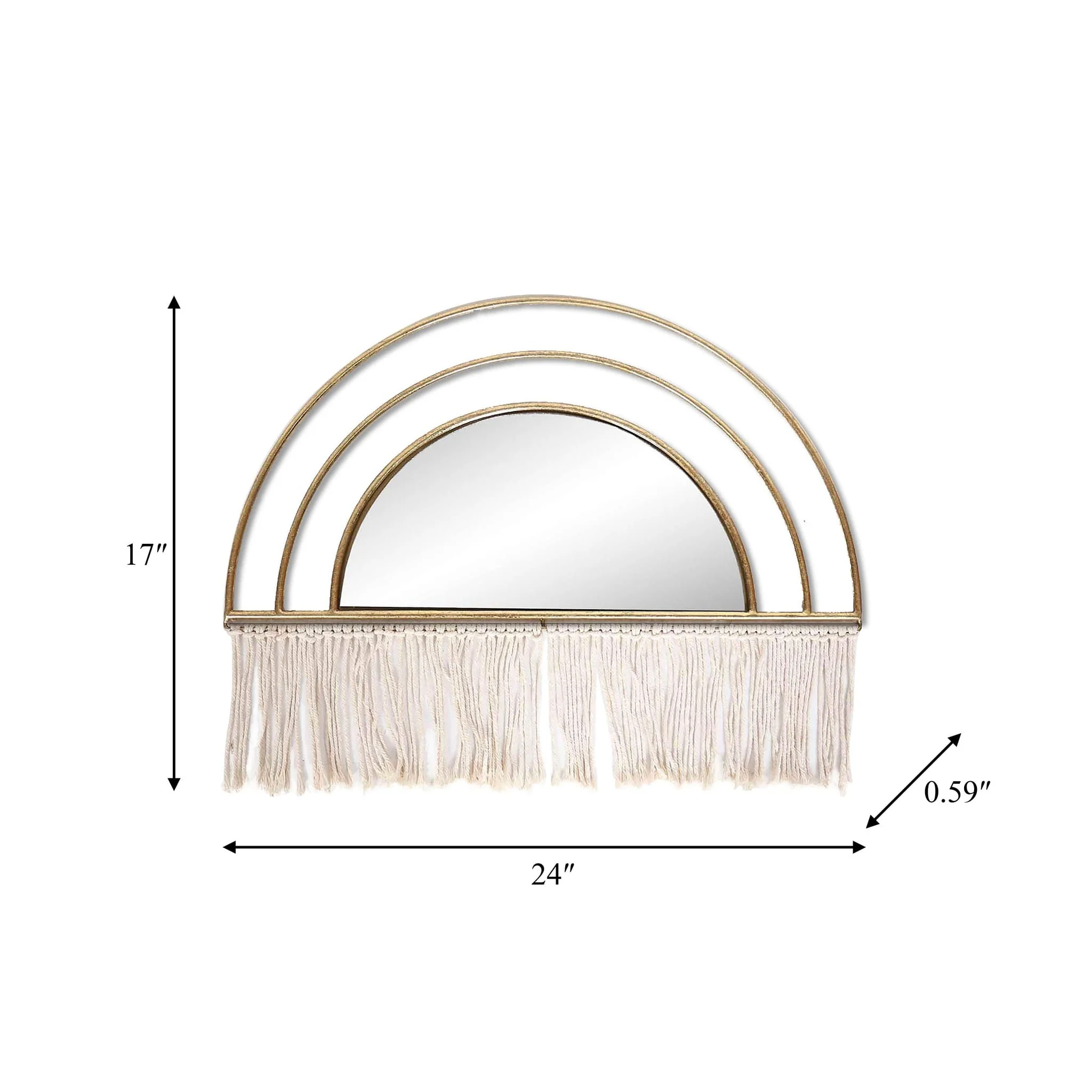 Metal/wood, 17"h Arched Mirrored Wall Deco, Gold - Image 3