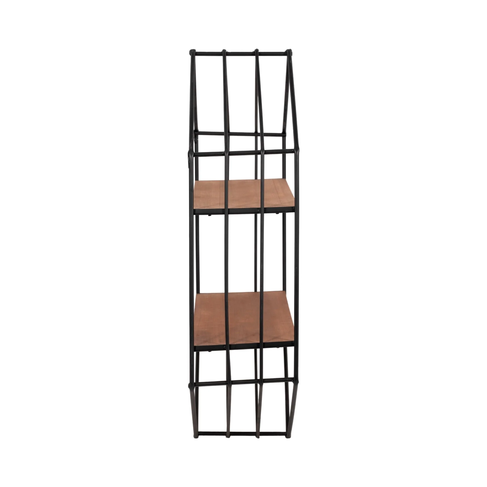 Metal/wood 20" Hexagon Shelf, Brown/black - Image 3