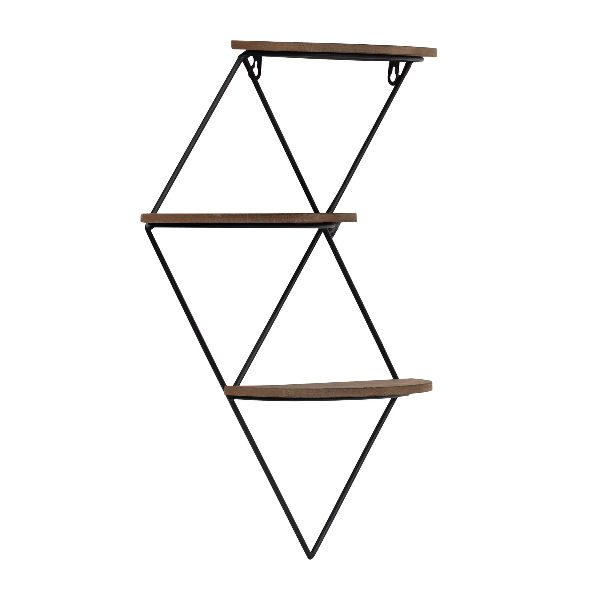 Metal/wood, 21" 3-tier Diamond Wall Shelf, Brown/b - Image 2