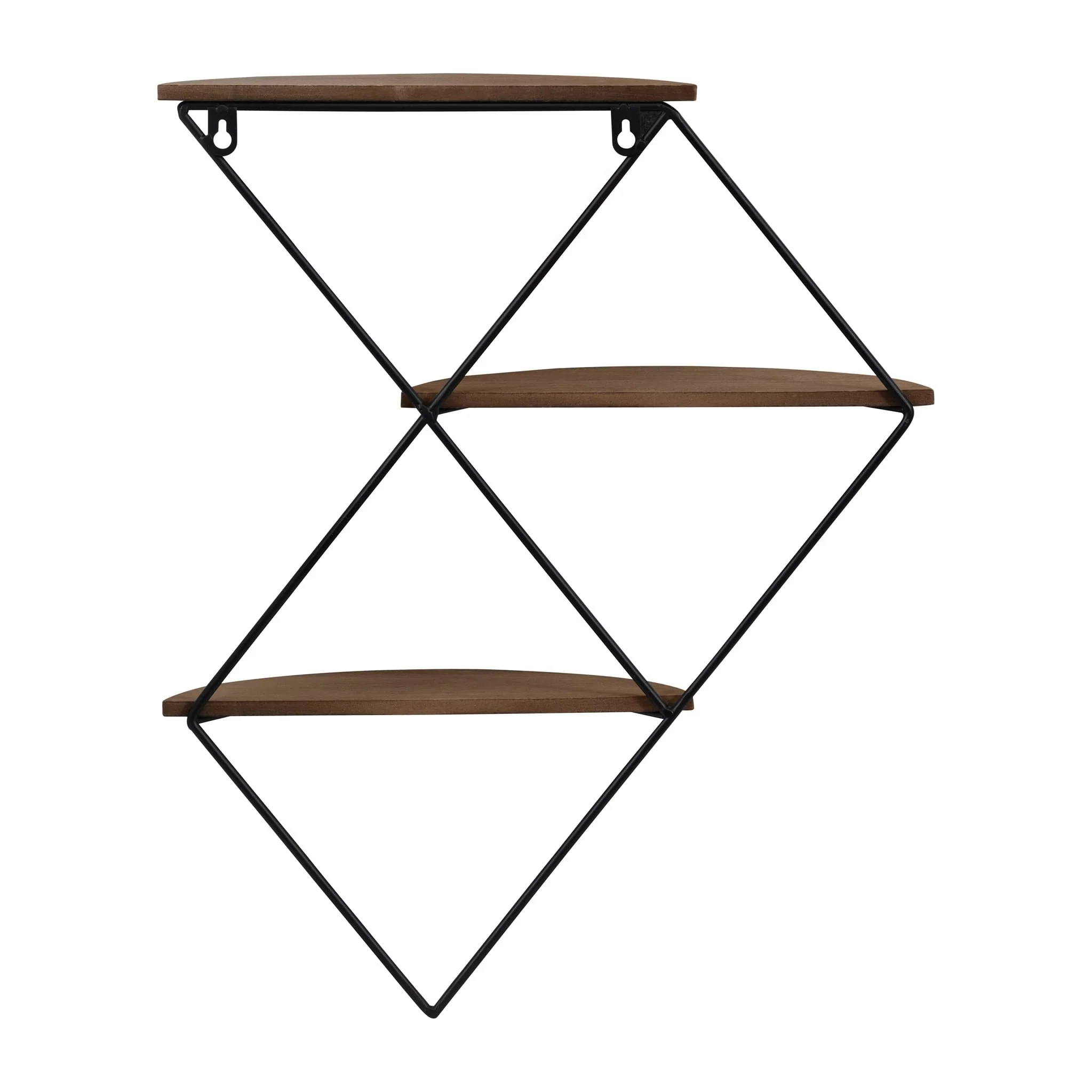 Metal/wood, 21" 3-tier Diamond Wall Shelf, Brown/b - Image 5