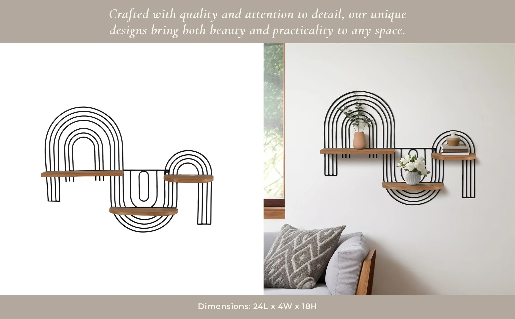 Metal/wood, 24" Loopy Wall Deco, Brown/black - Image 8