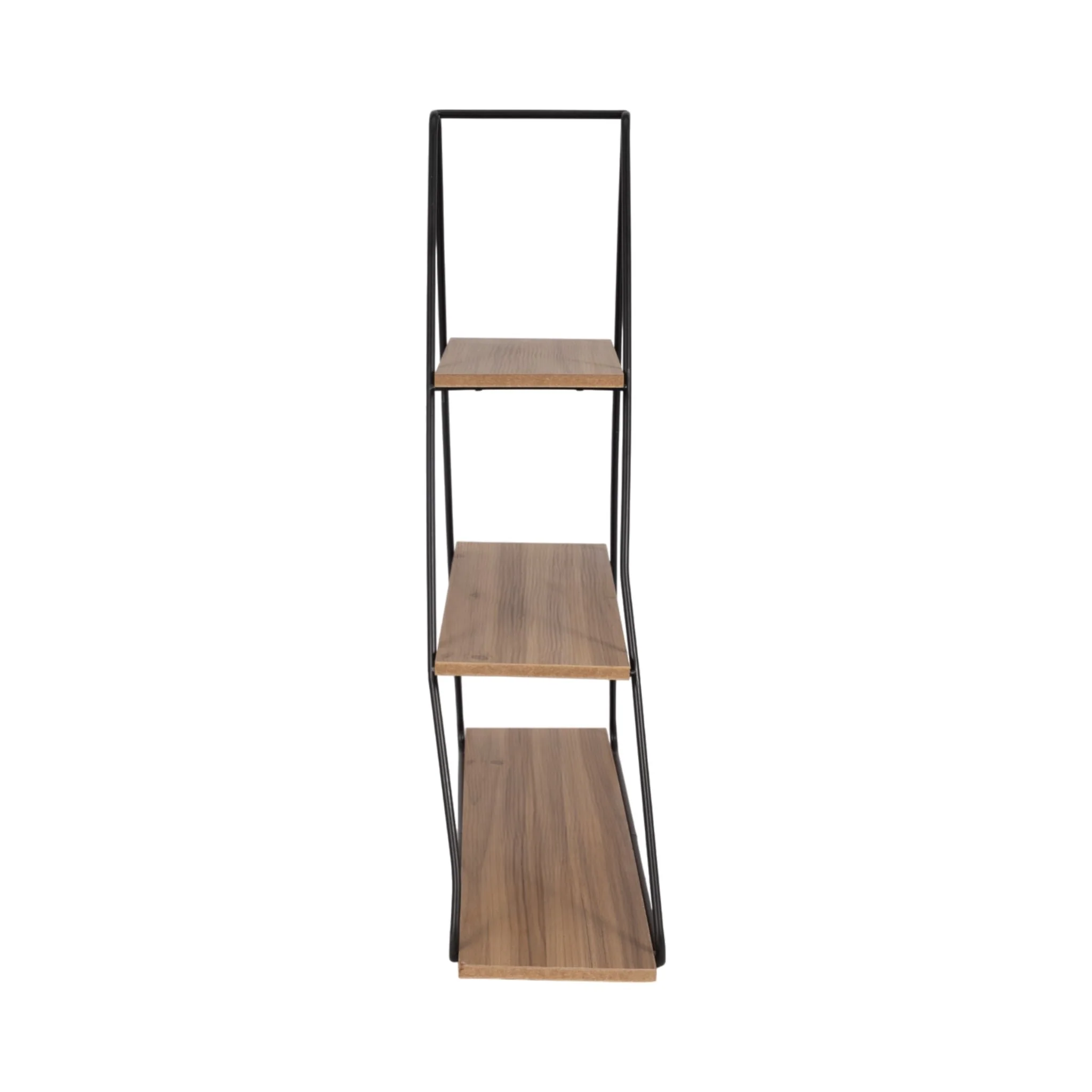 Metal/wood 26" Triangle Wall Shelf, Brown/black - Image 3
