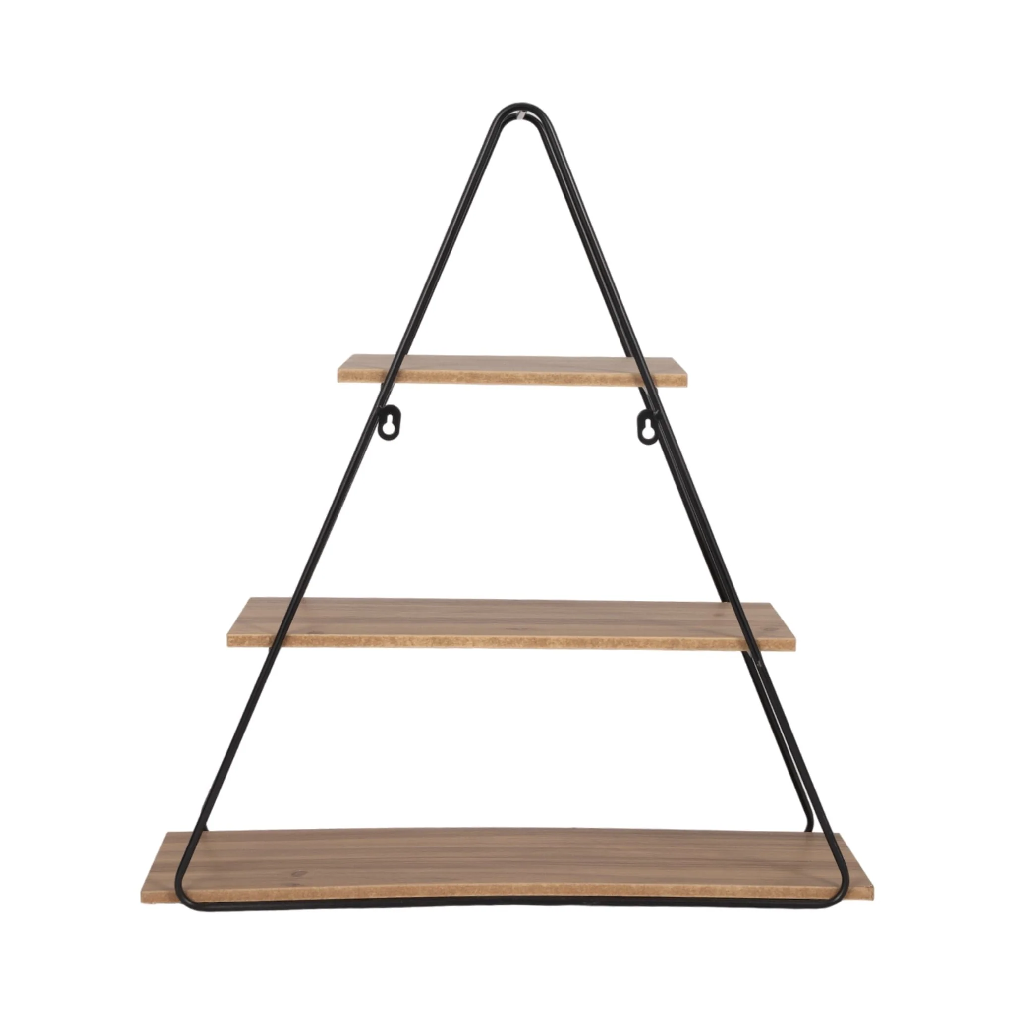 Metal/wood 26" Triangle Wall Shelf, Brown/black - Image 5