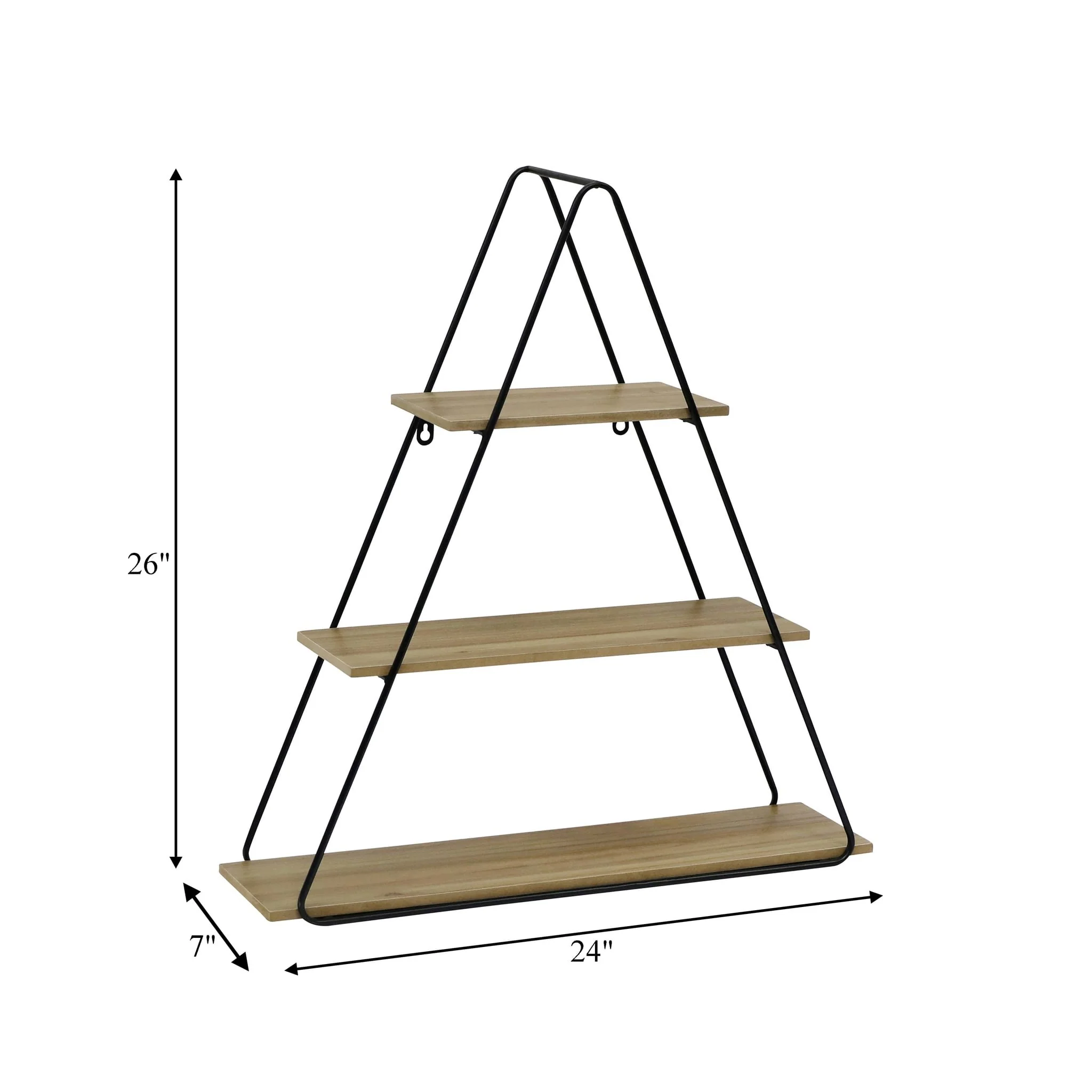 Metal/wood 26" Triangle Wall Shelf, Brown/black - Image 6