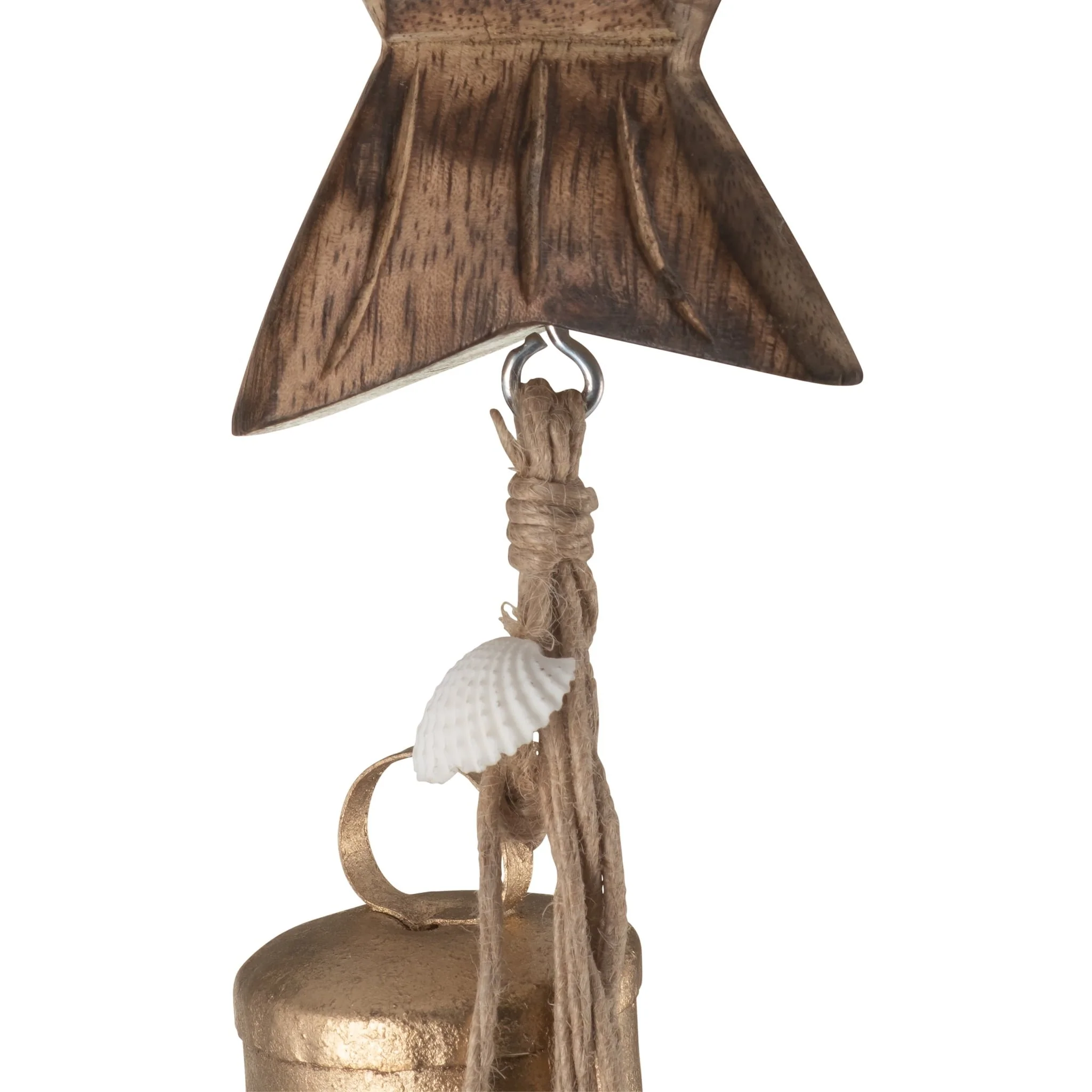 Metal/wood, 28" Fish W/ Bells Chime, Gold - Image 4
