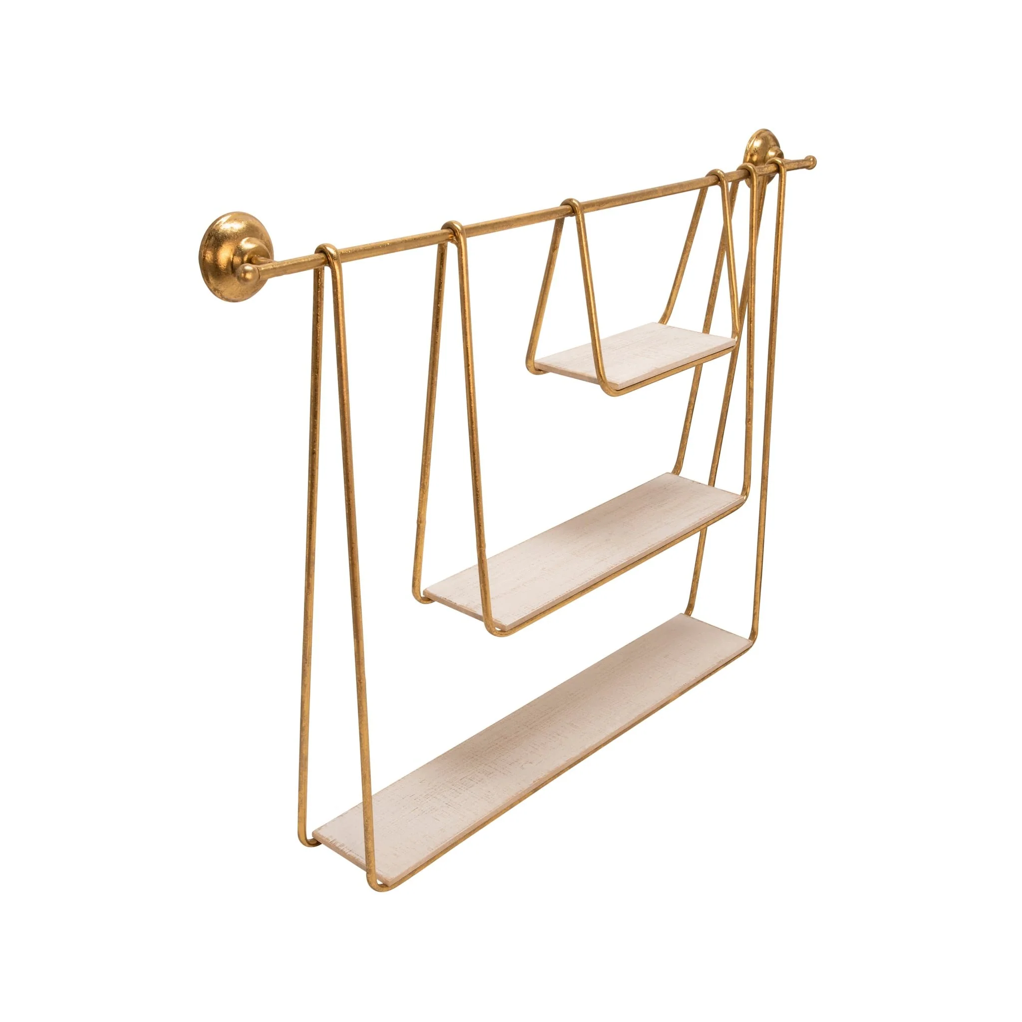 Metal/wood 29" 3-tier Hanging Wall Shelf, White - Image 3