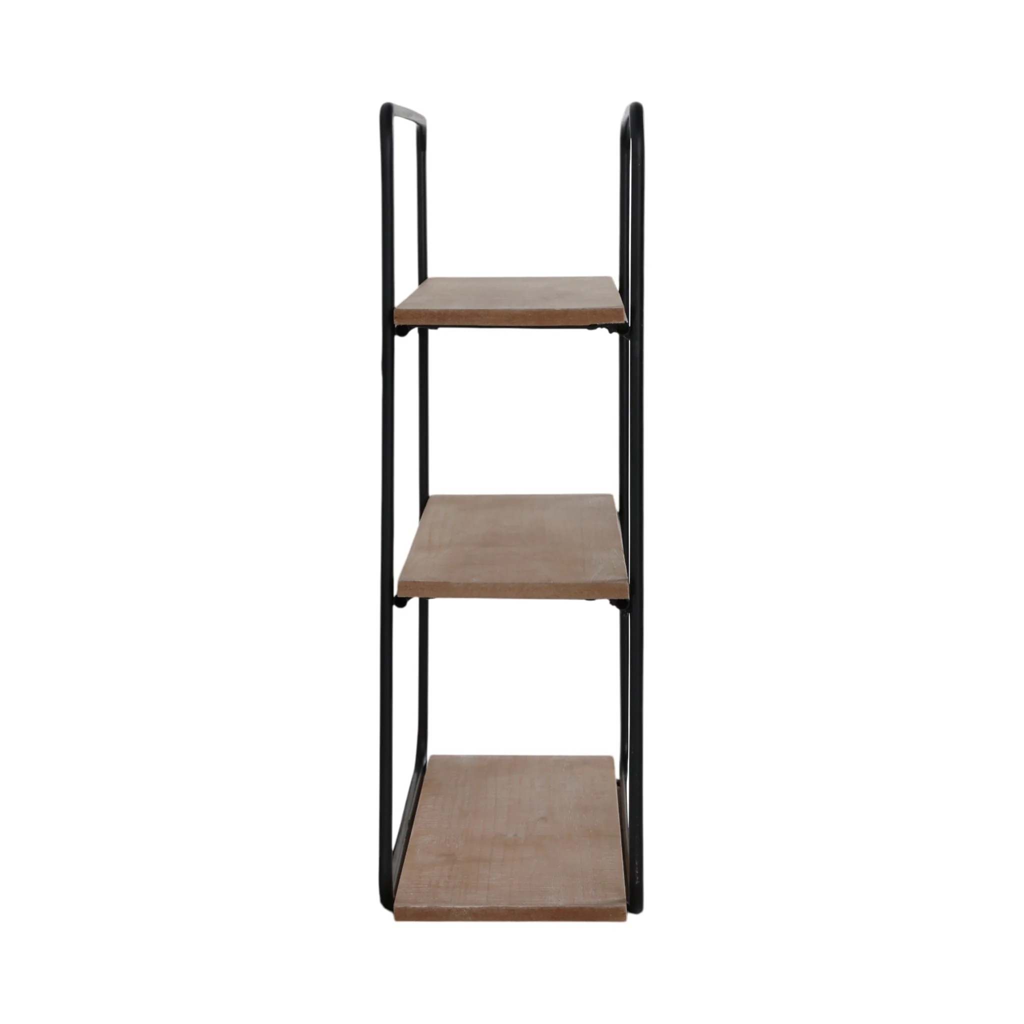 Metal/wood 3 Tier Wall Shelf, Brown/black - Image 3