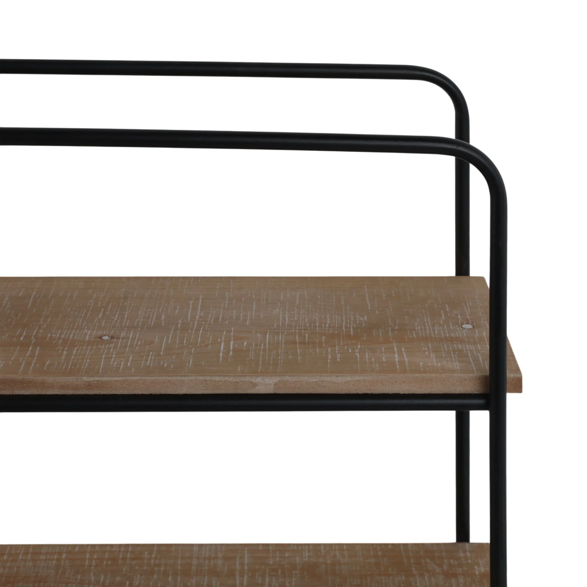 Metal/wood 3 Tier Wall Shelf, Brown/black - Image 5