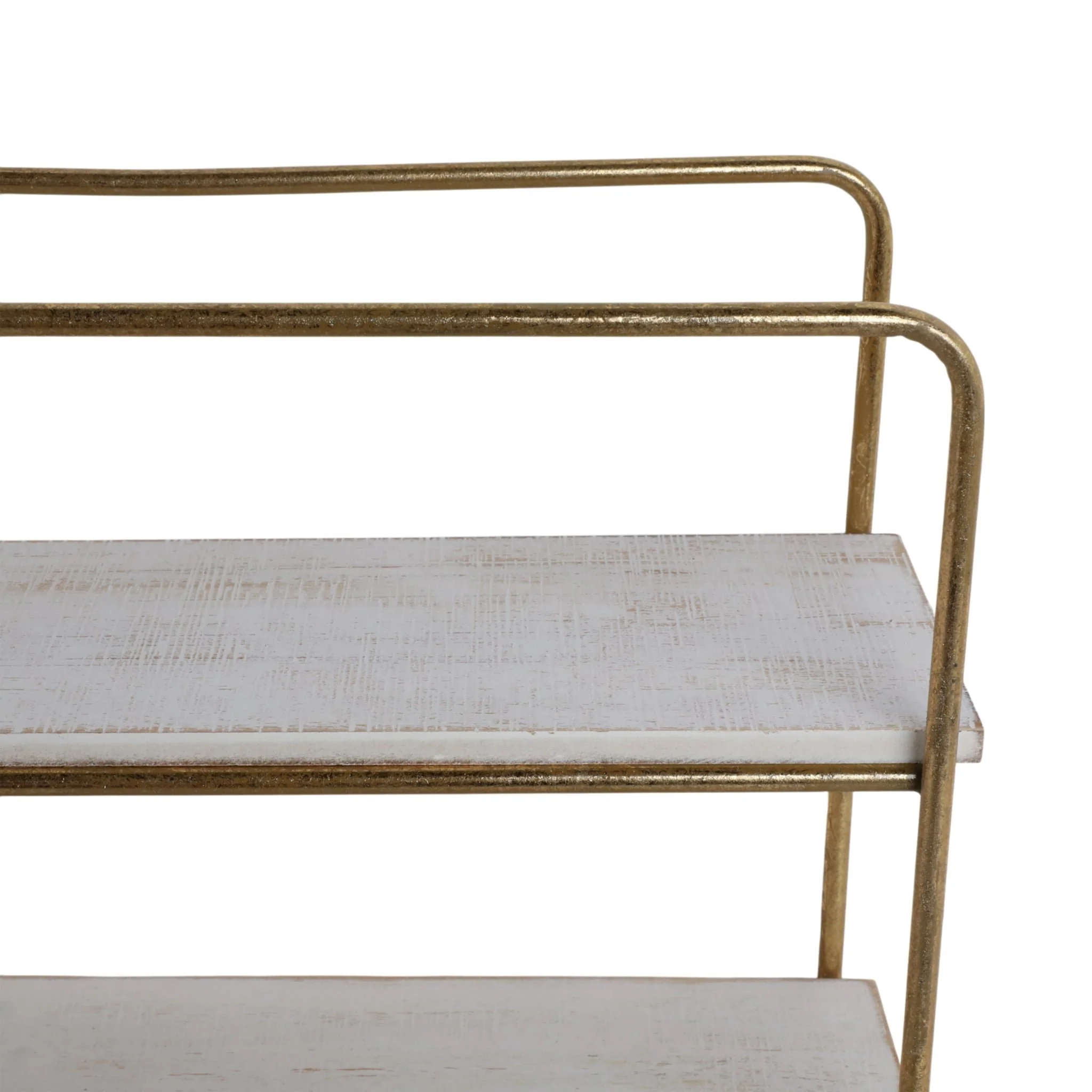 Metal / Wood 3 Tier Wall Shelf, Gold - Image 5