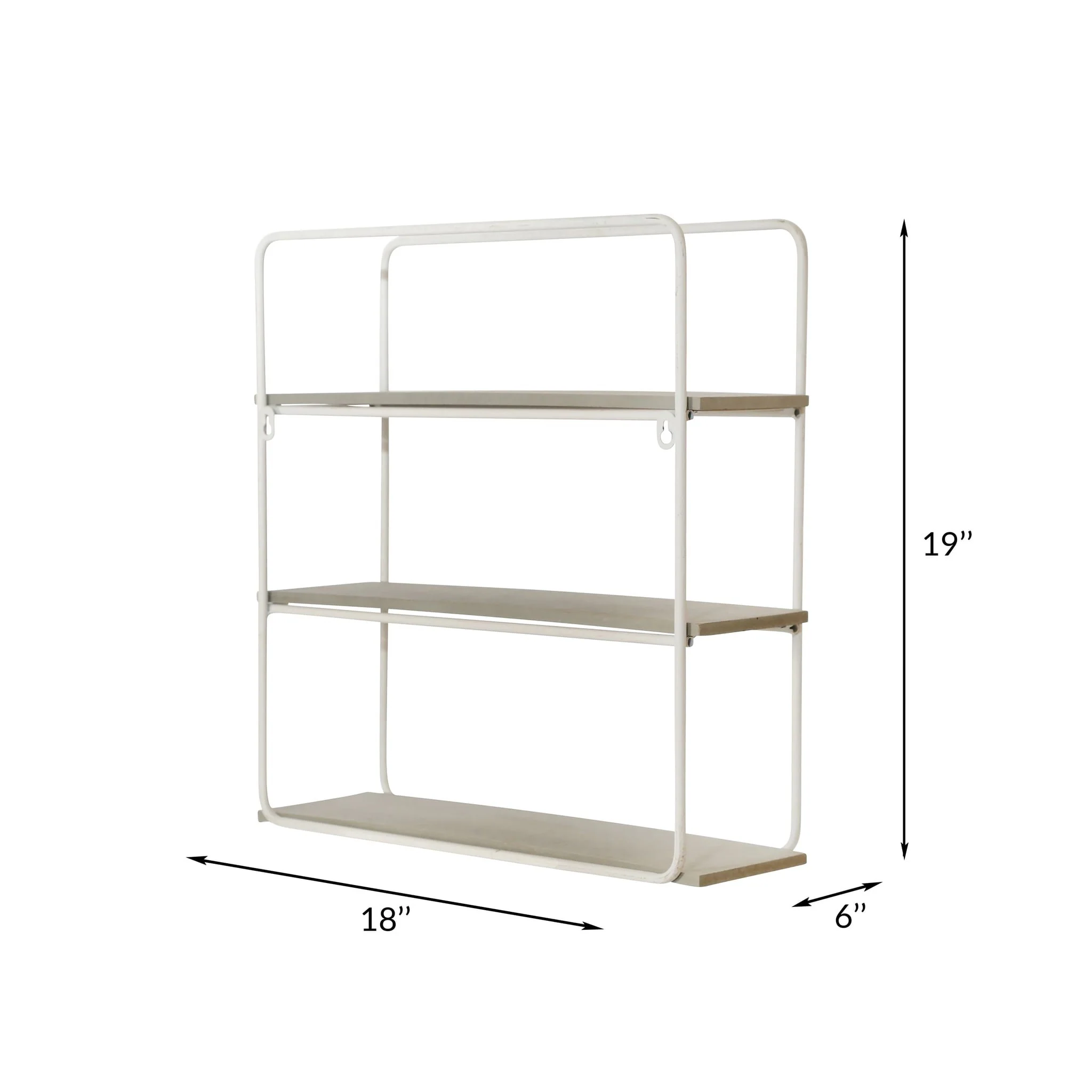 Metal/wood 3 Tier Wall Shelf, Gray/white - Image 4