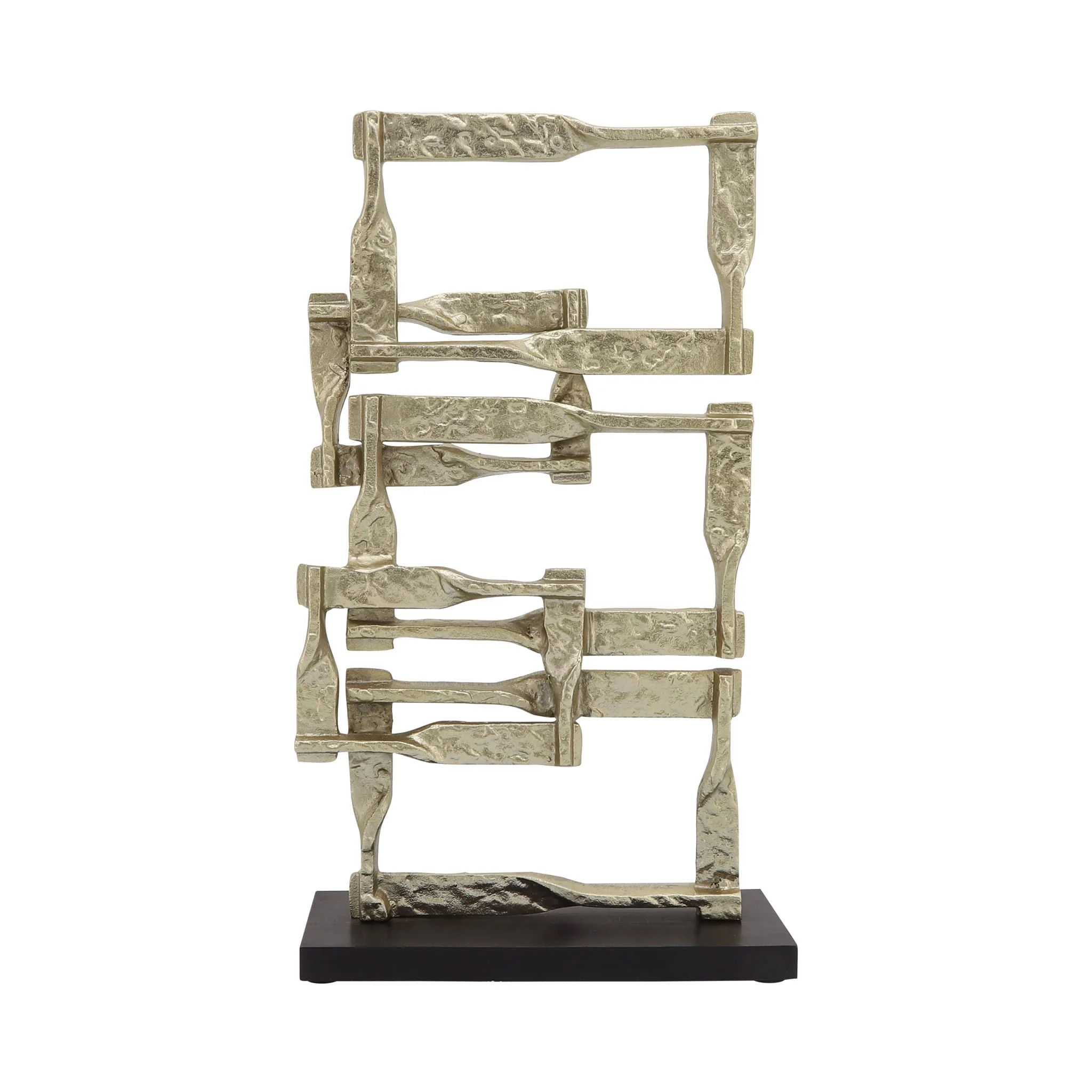 Metal/wood 34"l Wall Shelf With Mirror, Black/brow - Image 2