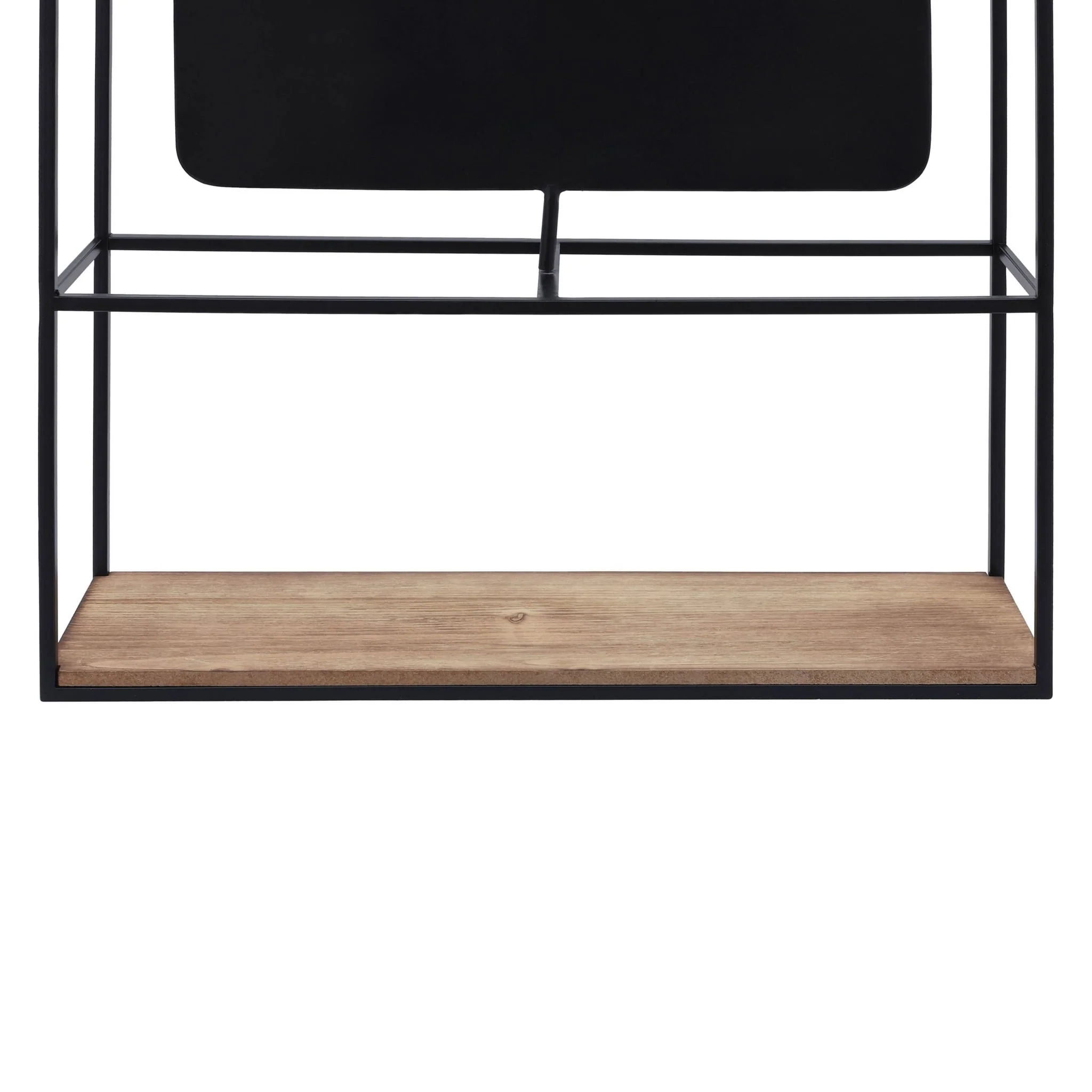 Metal/wood 36"h Wall Shelf With Mirror, Black/brow - Image 7