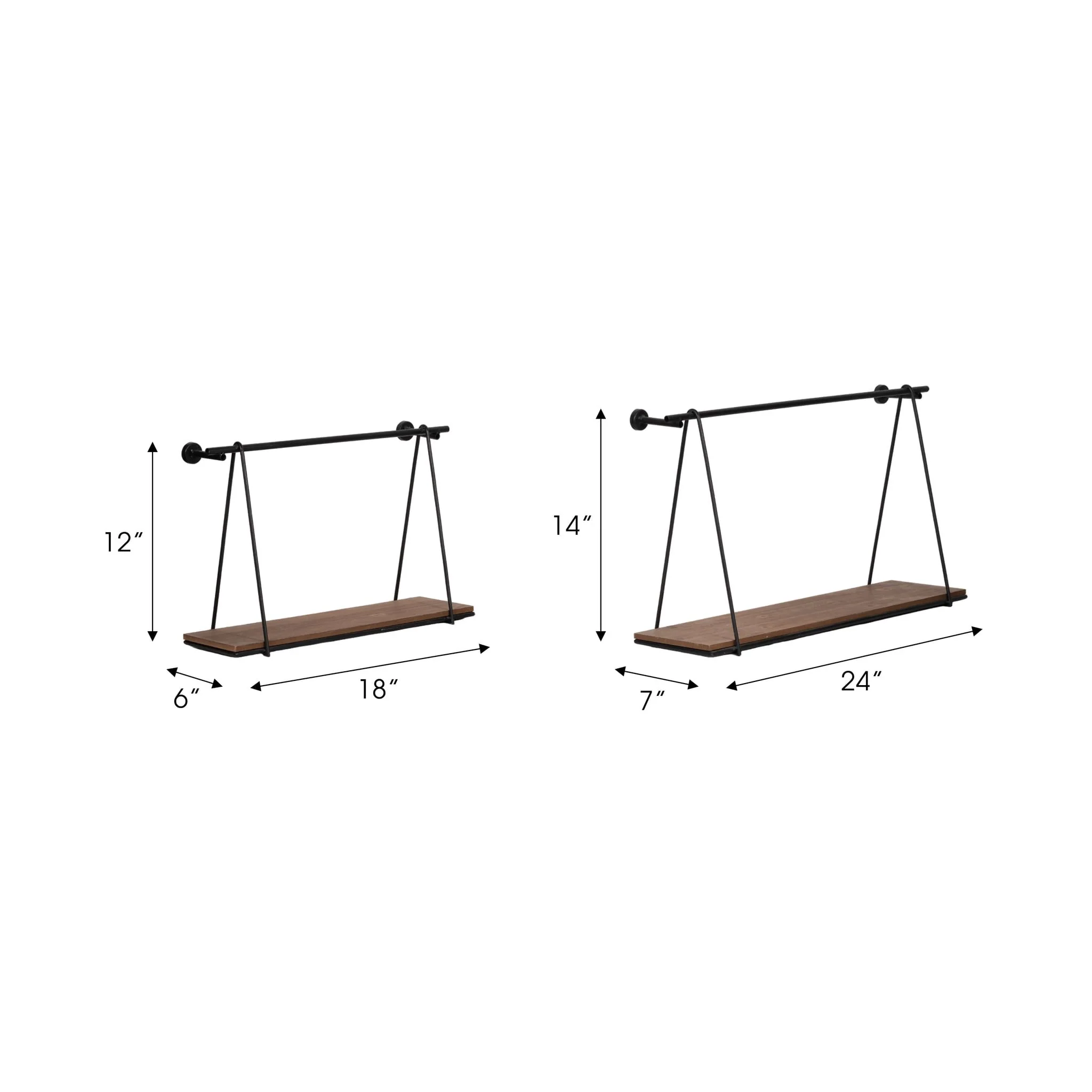 Metal/wood, S/2 12/14"h Swing Like Wall Shelves, B - Image 6