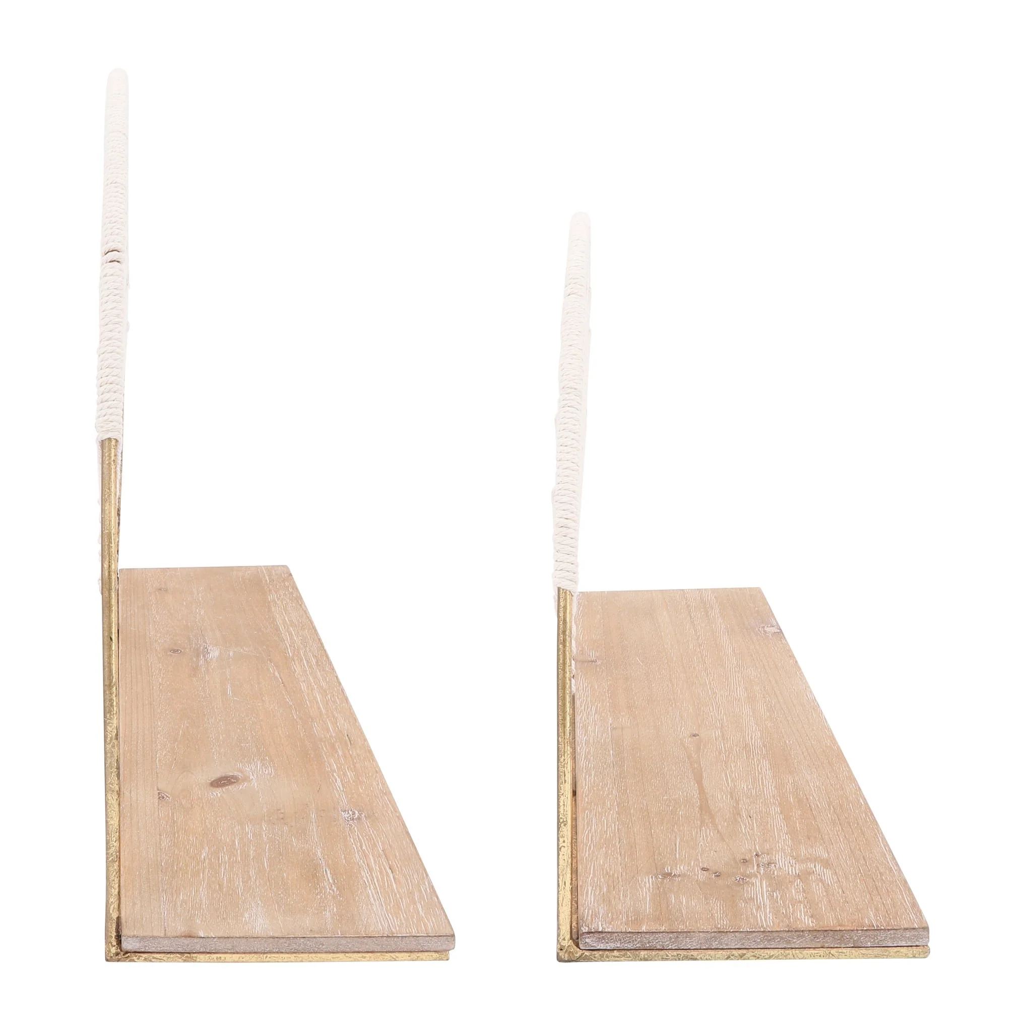 Metal/wood, S/2 13/16"h Arched Wall Shelves, Gold - Image 4