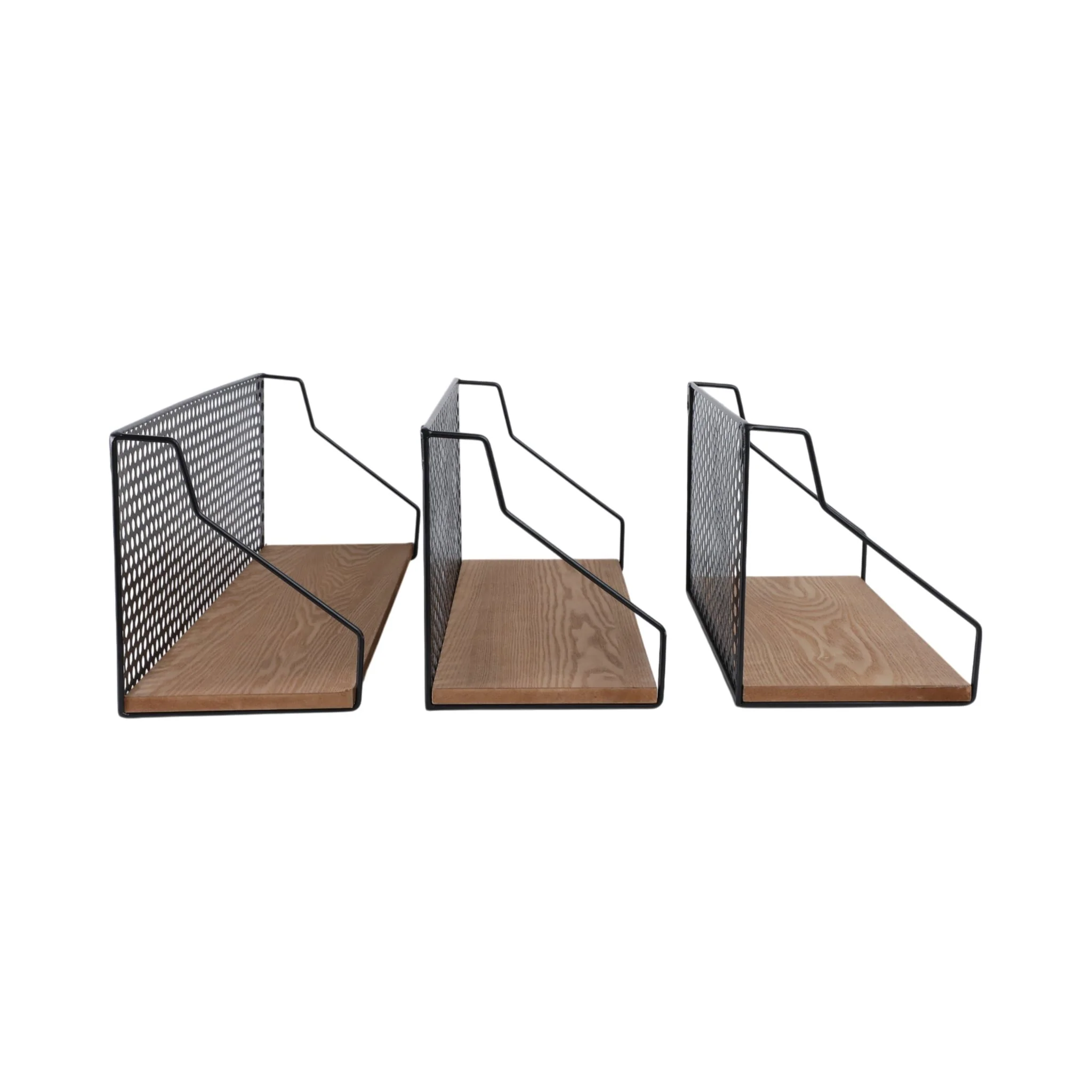 Metal/wood, S/3 16/20/24" Shelves, Natural/black - Image 3